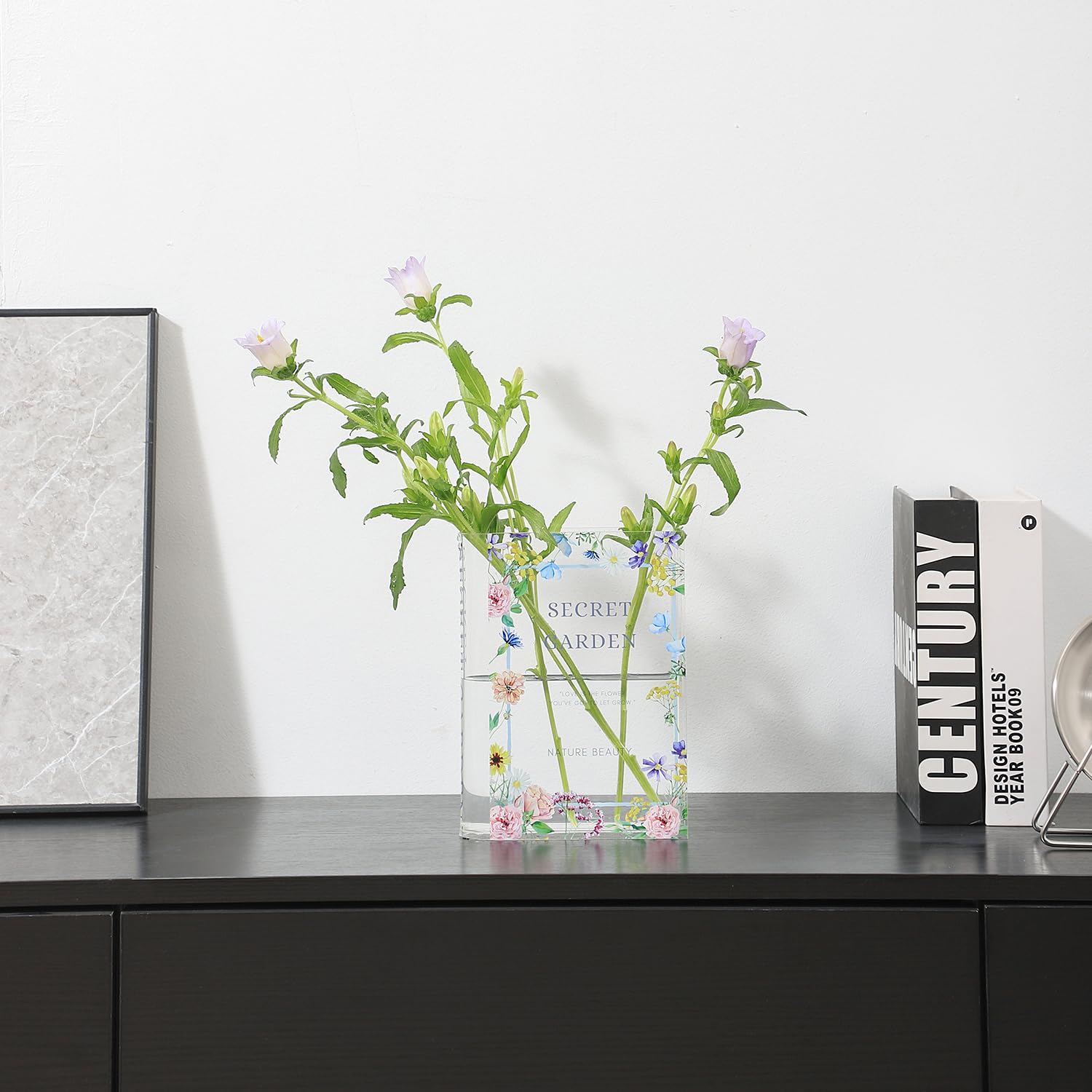 Acrylic Book Vase for Flowers - Clear Book-Shaped Decorative Vase - Modern Home & Office Decor for Living Room, Bedroom, Dining Table - Perfect Gift for Book Lovers & Flower Enthusiasts