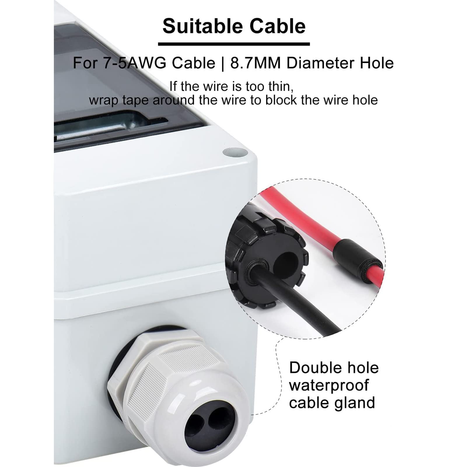 PV DC Solar Disconnect Switch 2P 40A - Waterproof Miniature Circuit Breaker & Solar Isolator for Off-Grid Systems, Solar Panels, and RV Power Supply