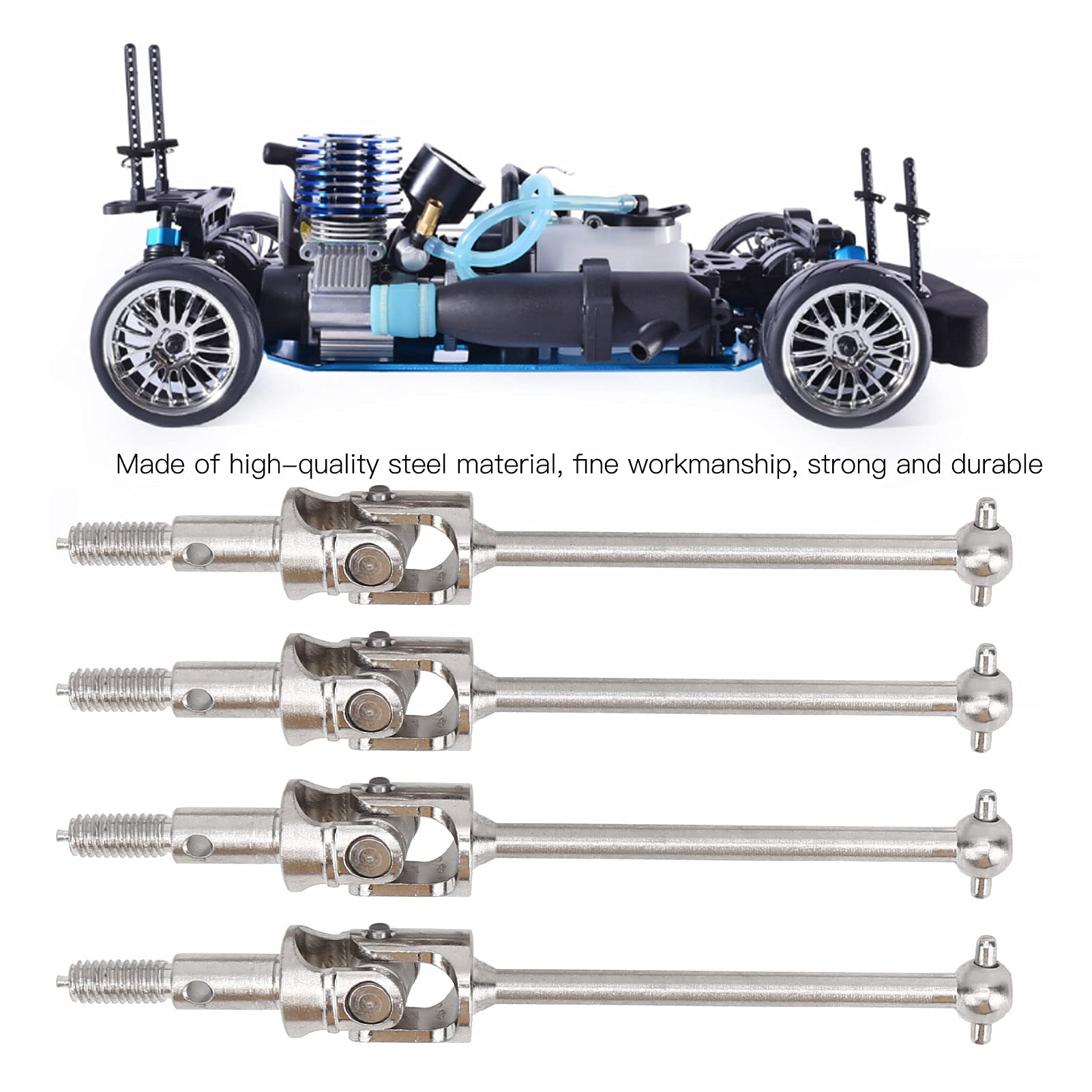 High-Quality CVD Drive Shaft - 4Pcs Steel RC Axle for 1/10 Scale RC Cars - Compatible with HSP 94123/94108/94102 Models (Silver) - Perfect for Off-Road Racing, Drifting & RC Car Upgrades