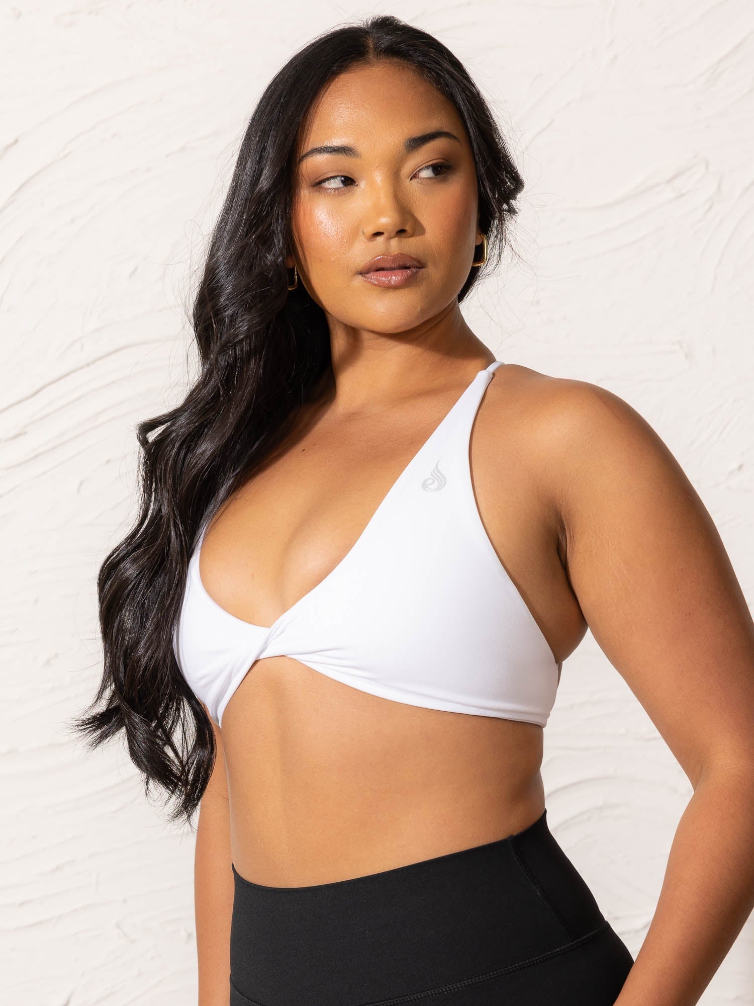 NKD Twist Sports Bra for Women - High Support Workout Top - Breathable & Moisture Wicking - White - Perfect for Yoga, Running & Gym