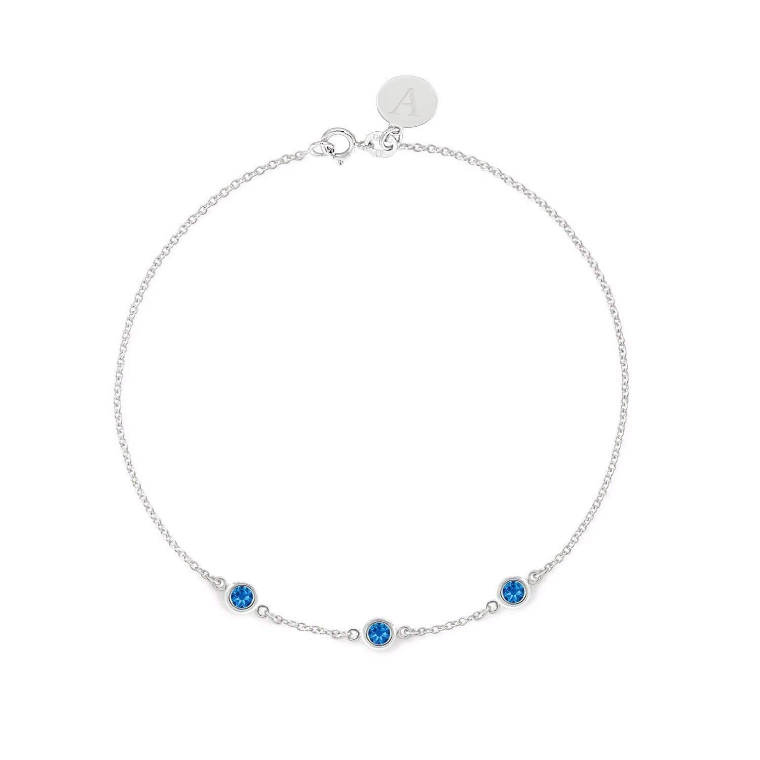 0.30 ct Genuine Sapphire Bracelet in 14k Solid Yellow Gold - Personalized Birthstone Jewelry for Women with Free Initial Engraving - Perfect Gift for Birthday, Anniversary & Special Occasions