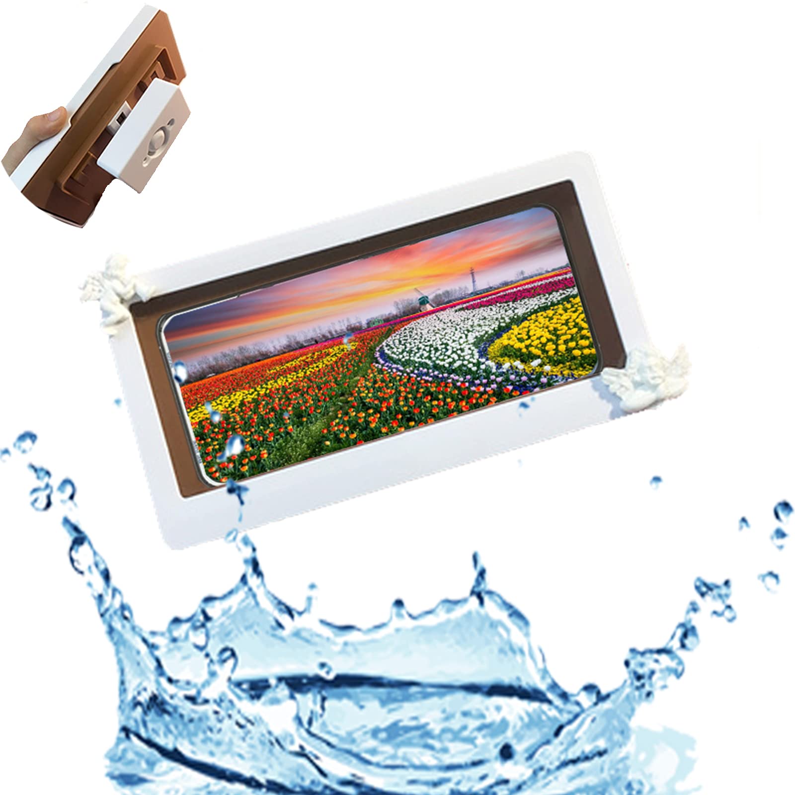 Waterproof Phone Holder for Shower - GYAM Non-Trace Wall Mounted Magnetic Phone Case with Anti-Fog Touch Screen | Perfect for Bathroom, Kitchen & Balcony Use | A3 Size | Hands-Free Showering & Cooking Companion