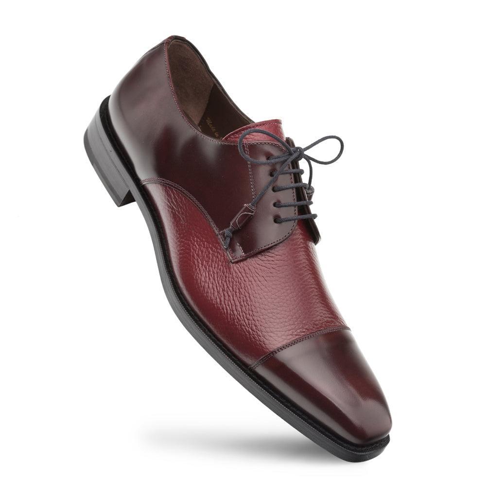 Mezlan Soka Burgundy Cap Toe Dress Shoes for Men - Premium Leather Oxfords for Business, Weddings & Formal Occasions