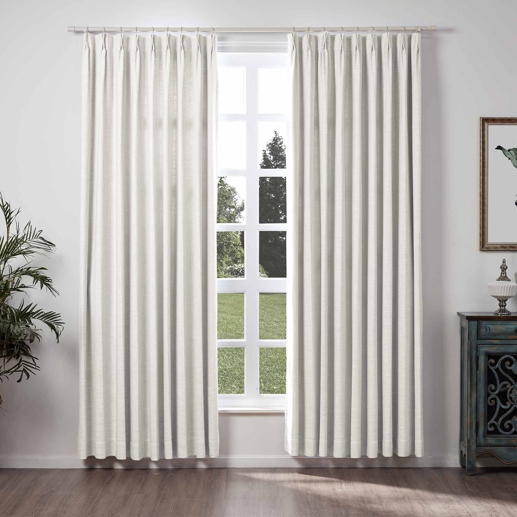 Liz Linen Extra Wide Pleated Curtains for Living Room & Bedroom - Blackout Thermal Insulated Drapes for Home Decor