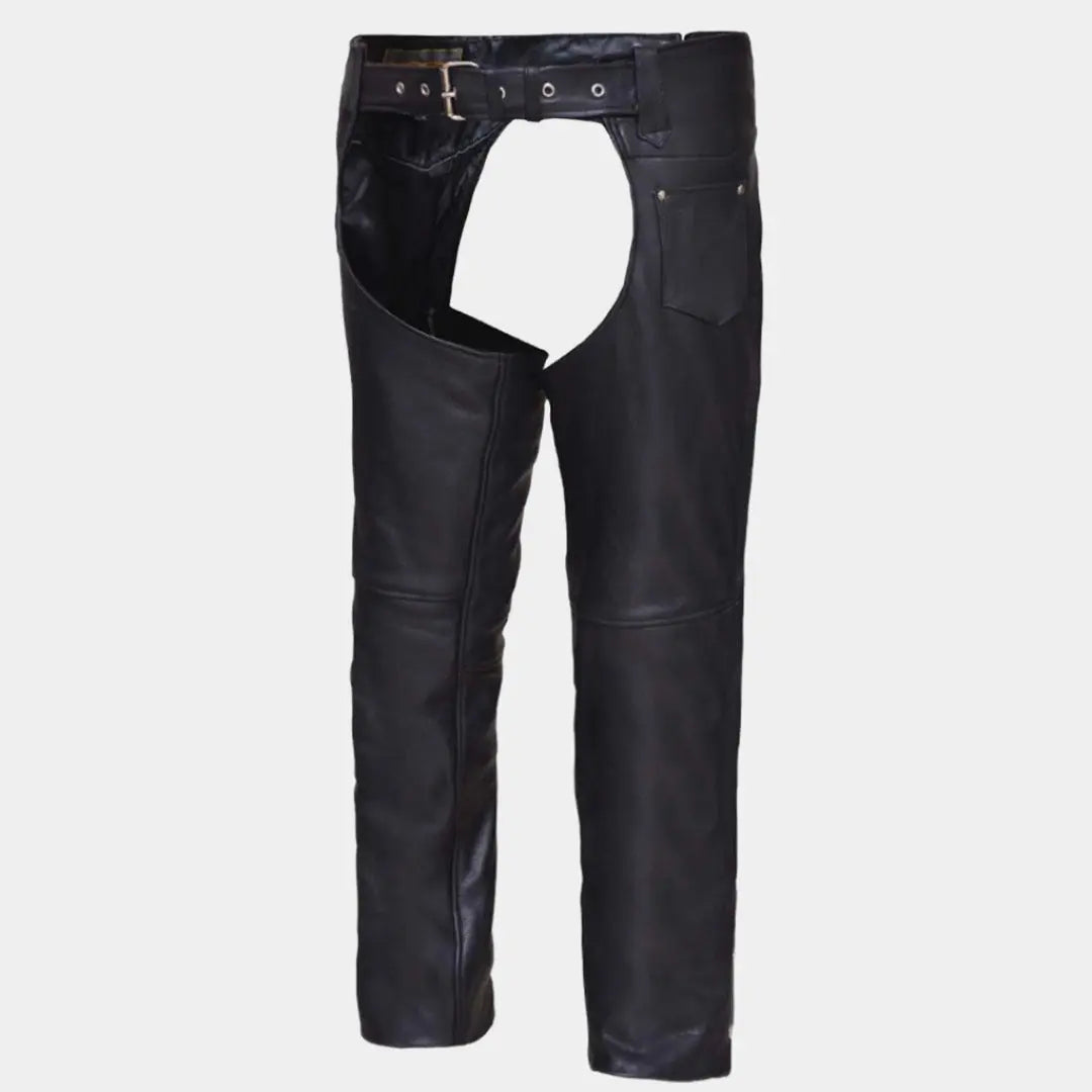 Premium Open Road Heavy Duty Leather Chaps for Motorcycle Riders - Durable Protection for Long Rides & Outdoor Adventures