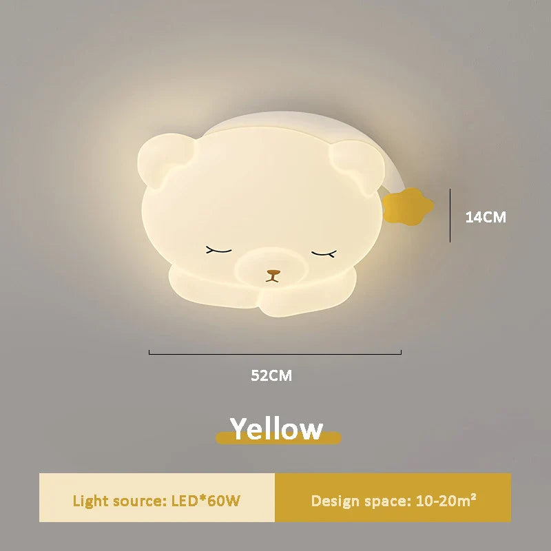 Bear Sleeping in Moon LED Ceiling Light - Cute Night Light for Kids Bedroom & Nursery - Perfect for Bedtime Stories & Relaxing Ambience
