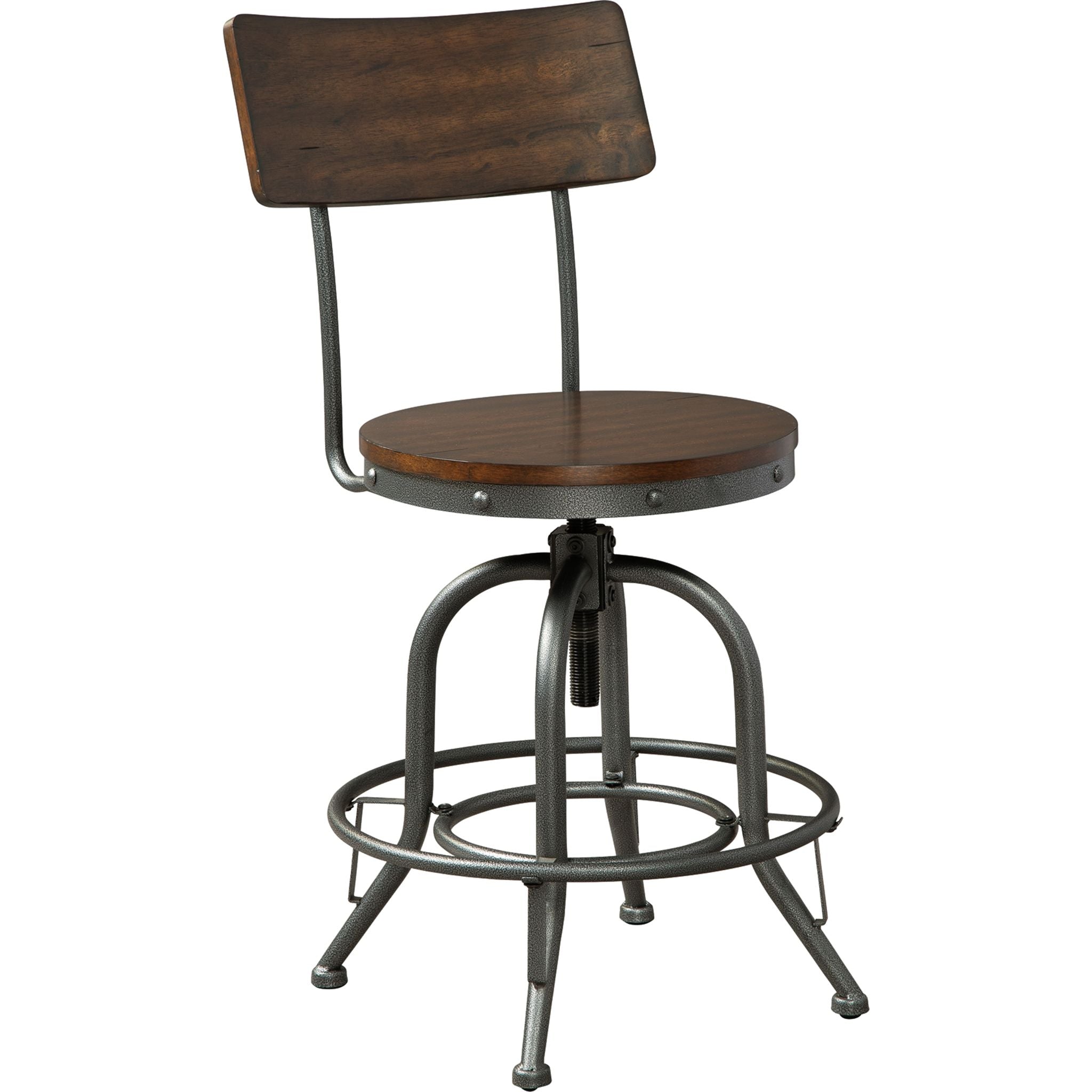 Bassello Bar Stool - Brown Wooden Counter Height Stool with Backrest (D284 224) - Perfect for Kitchen Island, Breakfast Bar & Home Pub Decor