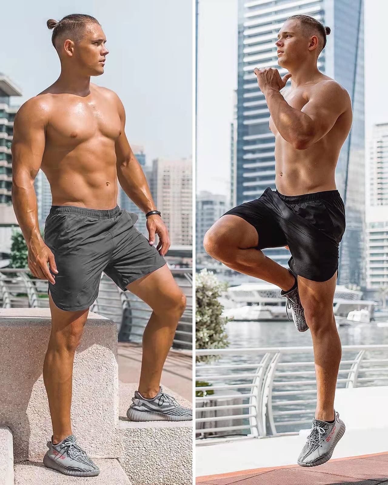 CANGHPGIN 2 Pack Men's 7'' Running Shorts - Quick Dry Athletic Gym Shorts with Pockets for Workout, Jogging & Training | Lightweight & Breathable for Sports & Outdoor Activities