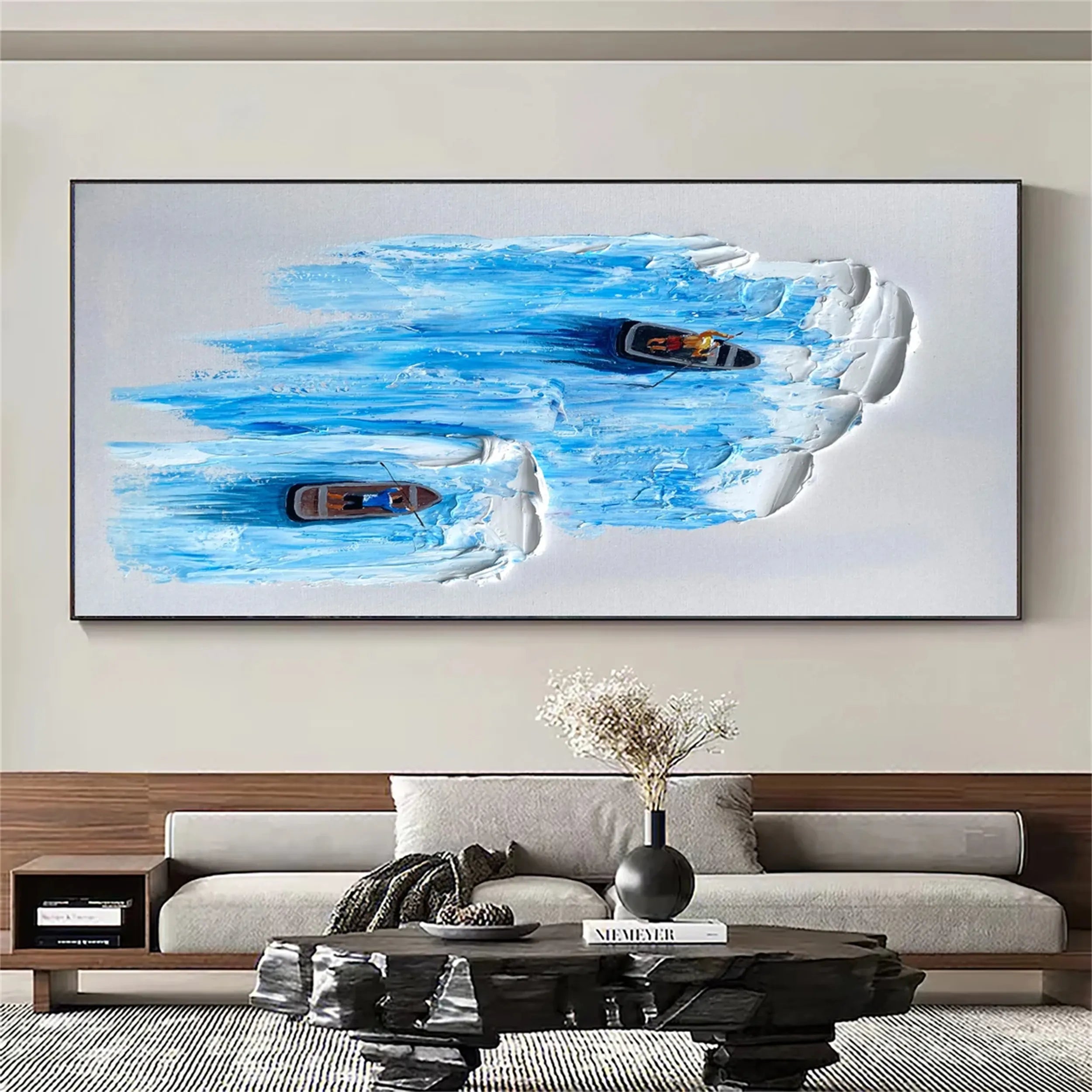 Ocean and Sky Painting #OS 127 - Handmade Canvas Wall Art for Home Decor, Office & Living Room - Coastal Landscape Seascape Artwork