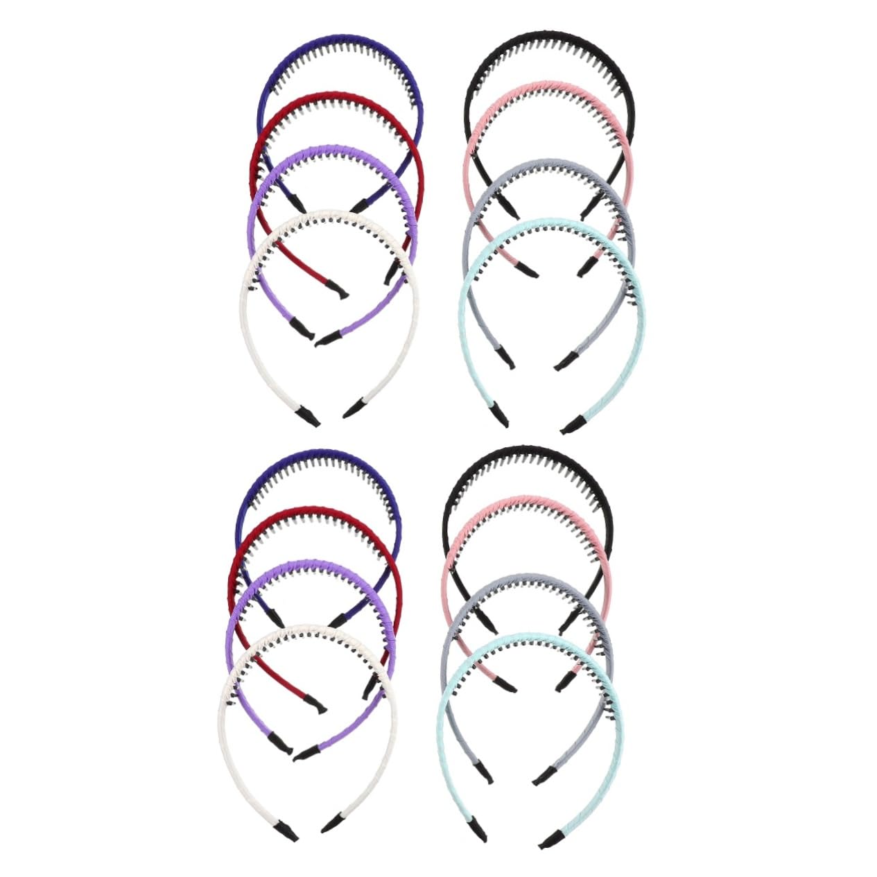 Beaupretty 2 Pack Non-Slip Teeth Comb Headbands for Women - Mixed Pattern Hair Clips & Curly Hair Accessories (8pcs x 2) - Perfect for Workouts, Yoga, Styling & Everyday Use