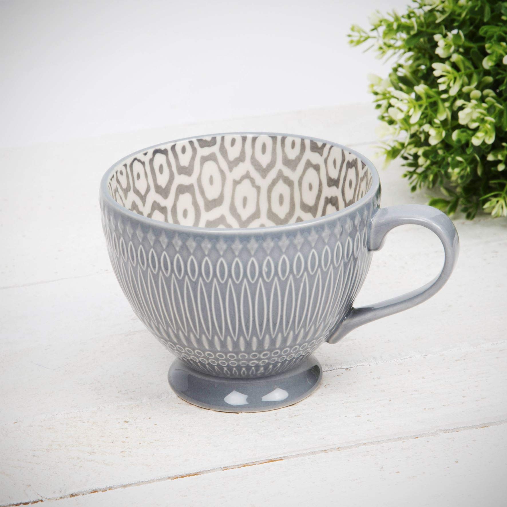 Widdop & Co Porcelain Tea Cups Set of 4 - Elegant Bone China Coffee Cups with Saucers - Perfect for Afternoon Tea, Bridal Showers & Home Decor