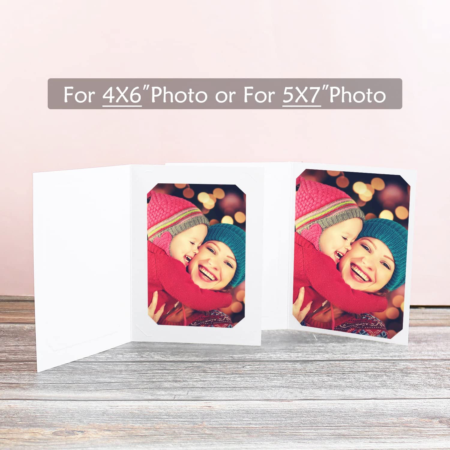 Golden State Art 25-Pack 4x6 or 5x7 Photo Folders - Cardboard Picture Frames & Paper Frame Cards for Greetings & Invitations - Perfect for Graduation, Christmas, Wedding Events (White) - Display Memories & Celebrate Special Occasions