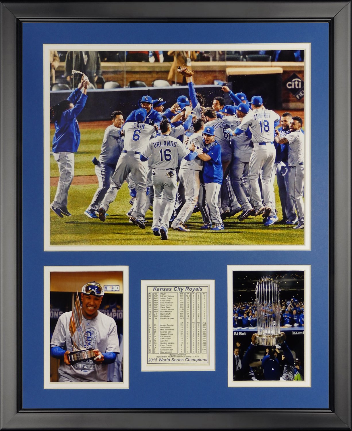 MLB Kansas City Royals 2015 World Series Champions Framed Photo Collage - 16x20 Inches - Perfect for Sports Memorabilia, Man Cave Decor, and Baseball Fan Gifts