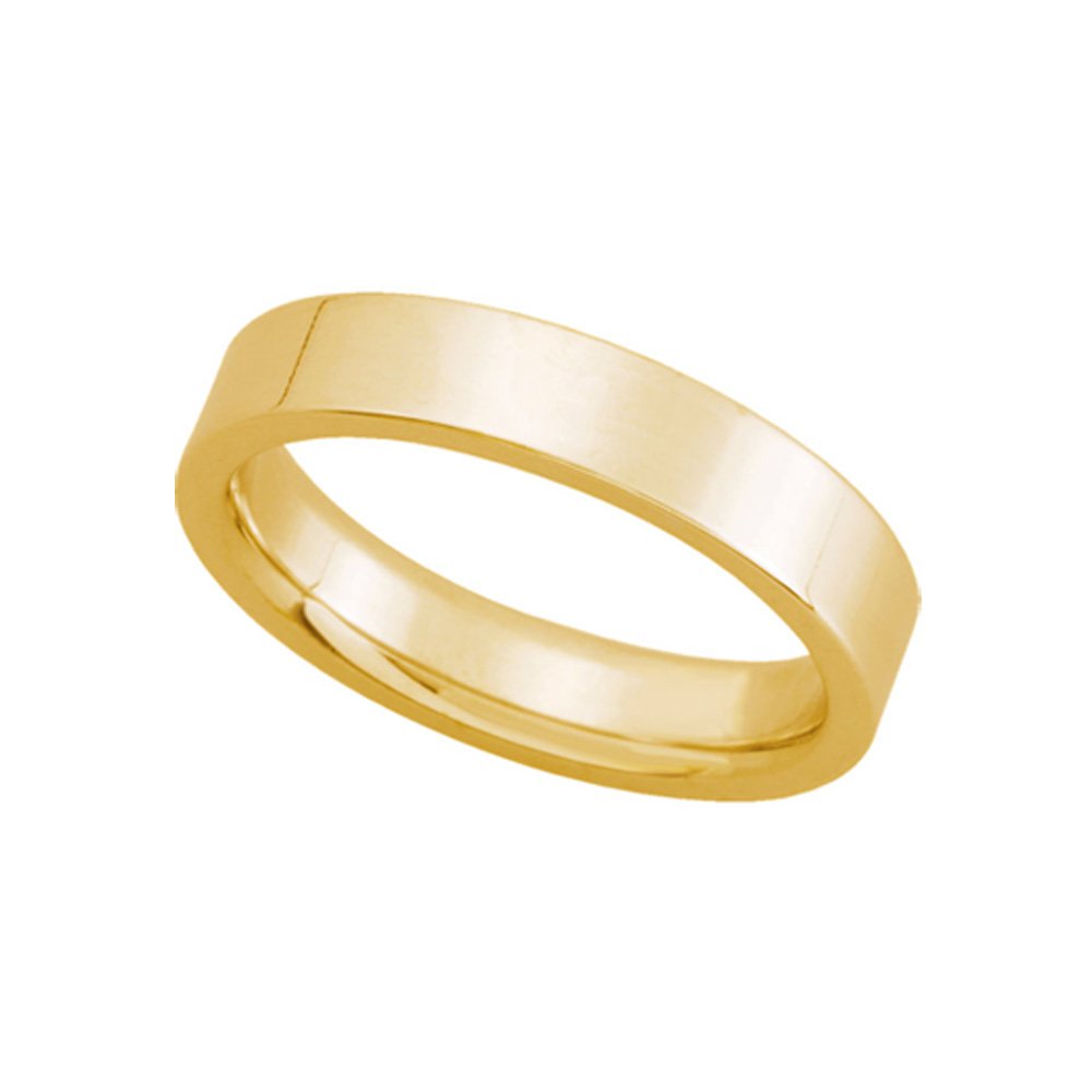 14k Yellow Gold 4mm Black Bow Flat Comfort Fit Wedding Band for Men & Women - Perfect for Engagements, Anniversaries, and Everyday Wear