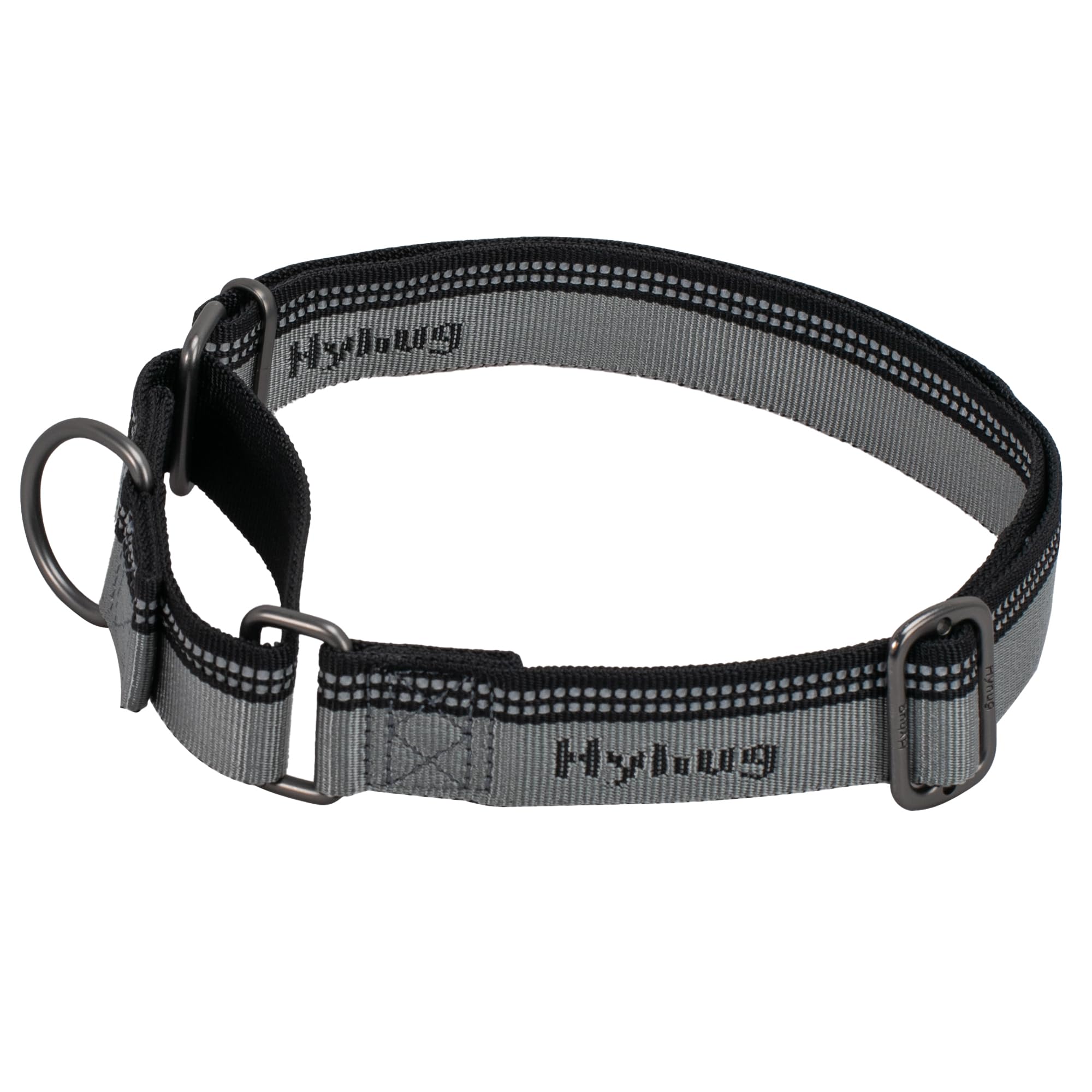 Hyhug Reflective Martingale Dog Collar - Jacquard Weave Nylon Collar for Large & Giant Breed Dogs - Adjustable Training Collar for Daily Walks & Outdoor Safety (Ultimate Grey, Large) - Perfect for Nighttime Visibility & Obedience Training