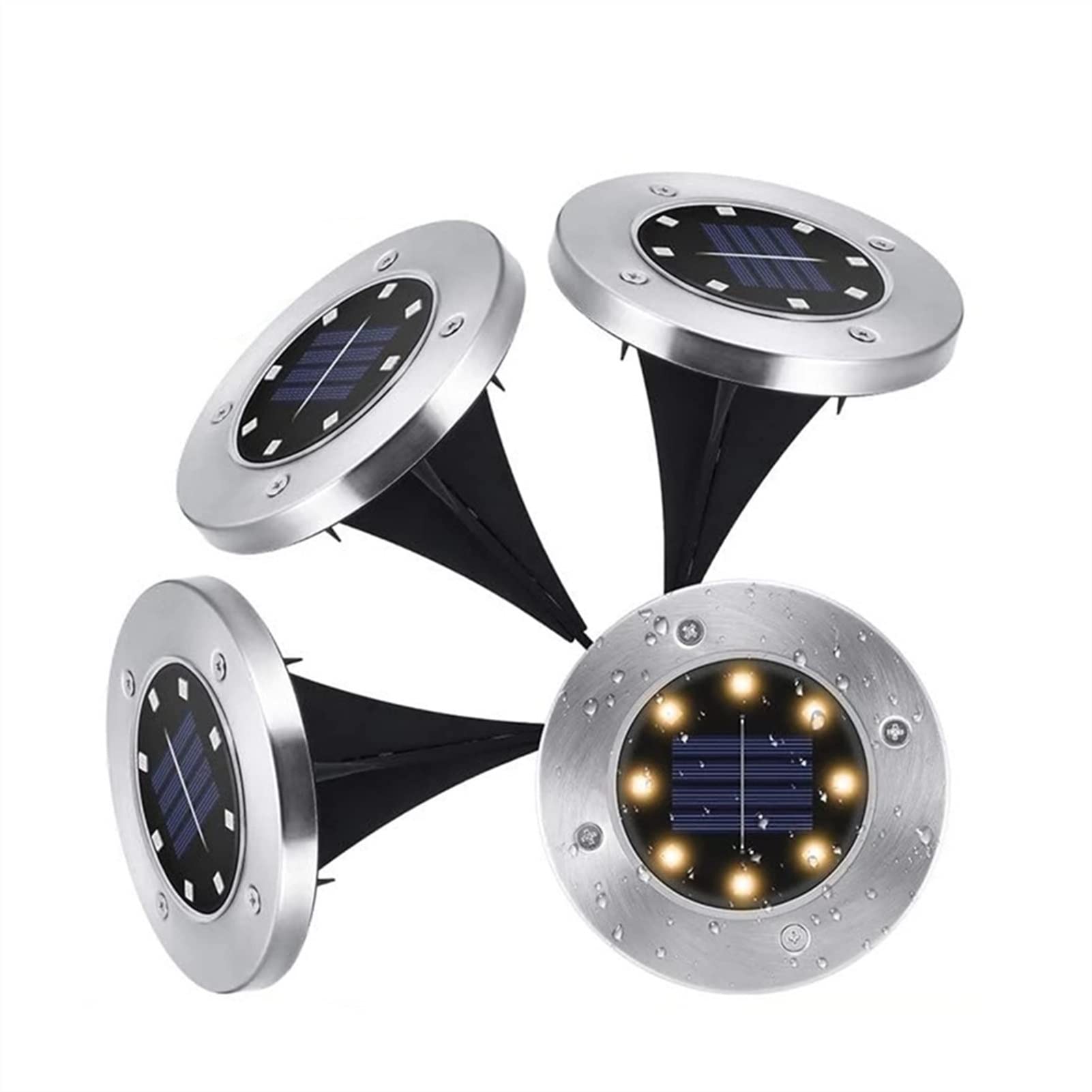 8 LED Solar Ground Lights Outdoor Waterproof - 4 Pack Multicolor Solar Garden Lights for Yard, Patio, Pathway, Lawn, Driveway - Perfect for Landscape Lighting & Nighttime Safety