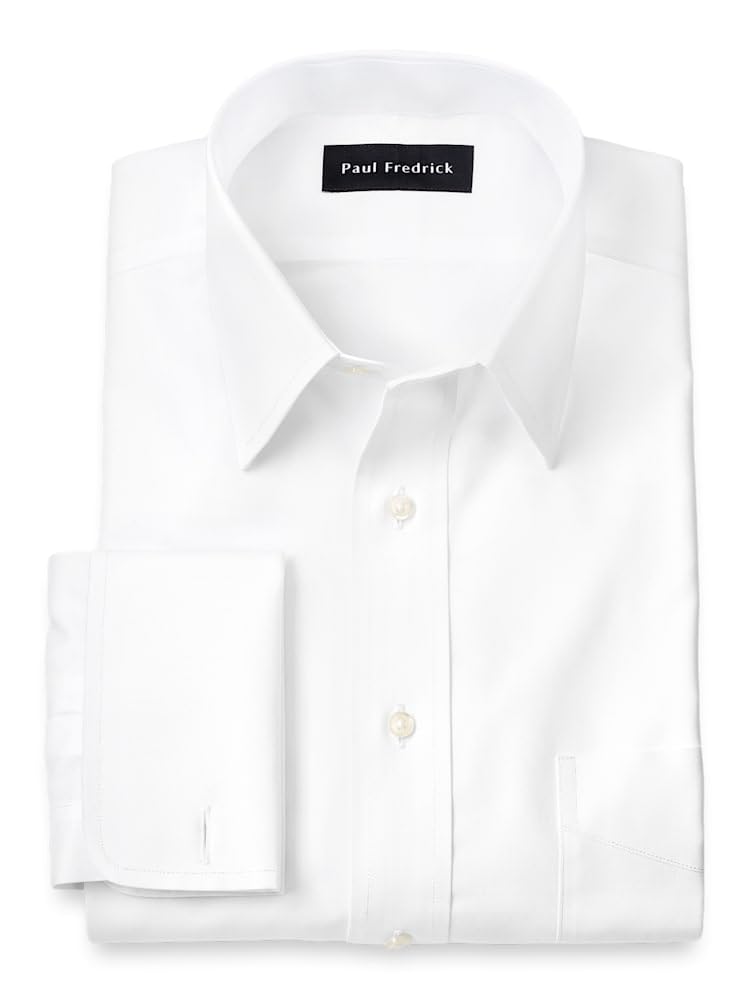 Paul Fredrick Men's Tailored Fit Non-Iron Pinpoint Cotton Dress Shirt for Business & Formal Occasions - Premium Office & Wedding Attire