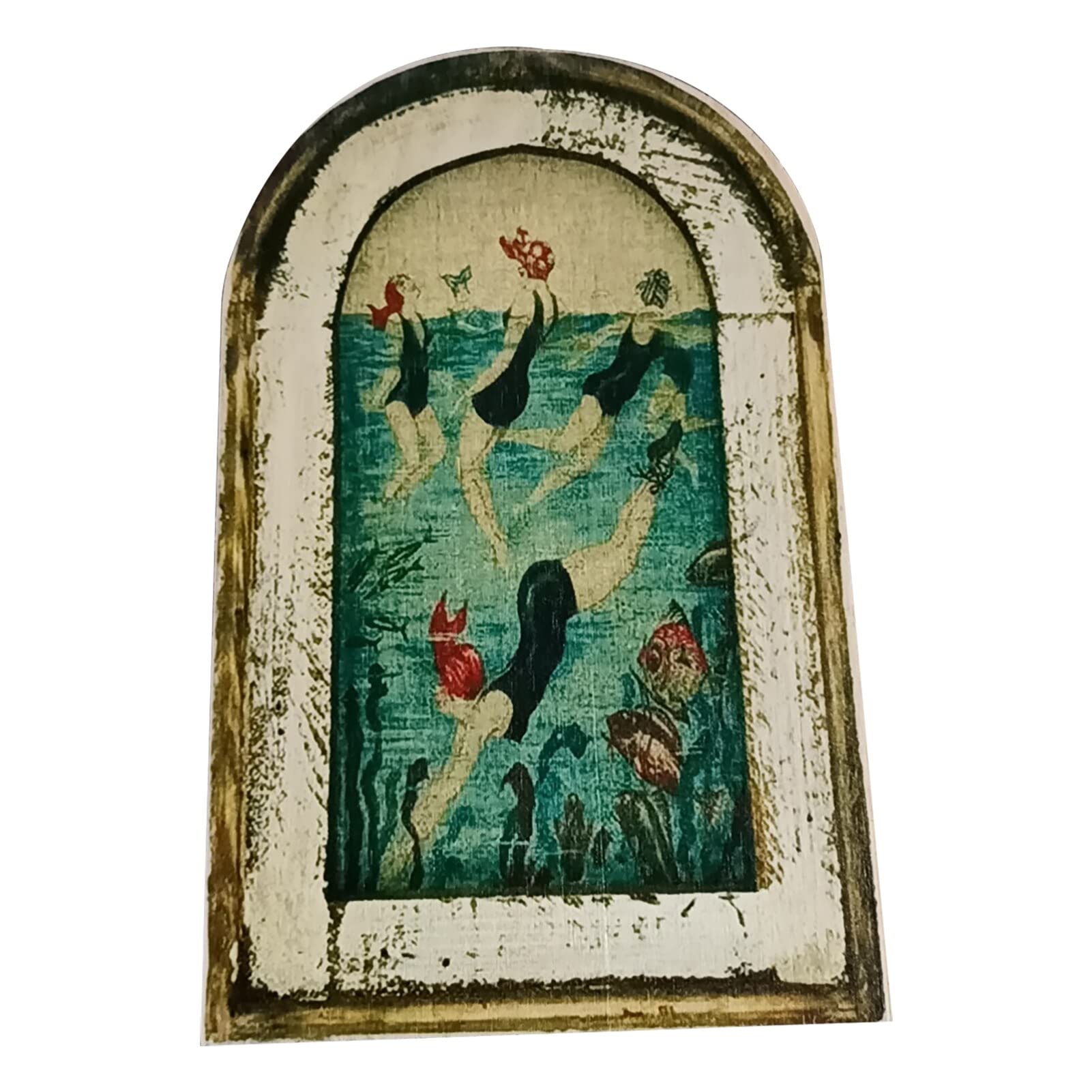 TIAOTIAO JUANLI Wooden Fake Window Wall Art - Modern Aesthetic Bathroom Decor, Swimming-Themed Hanging Sign for Home, Office & Spa Decorations | Perfect for Coastal, Nautical or Poolside Interior Design