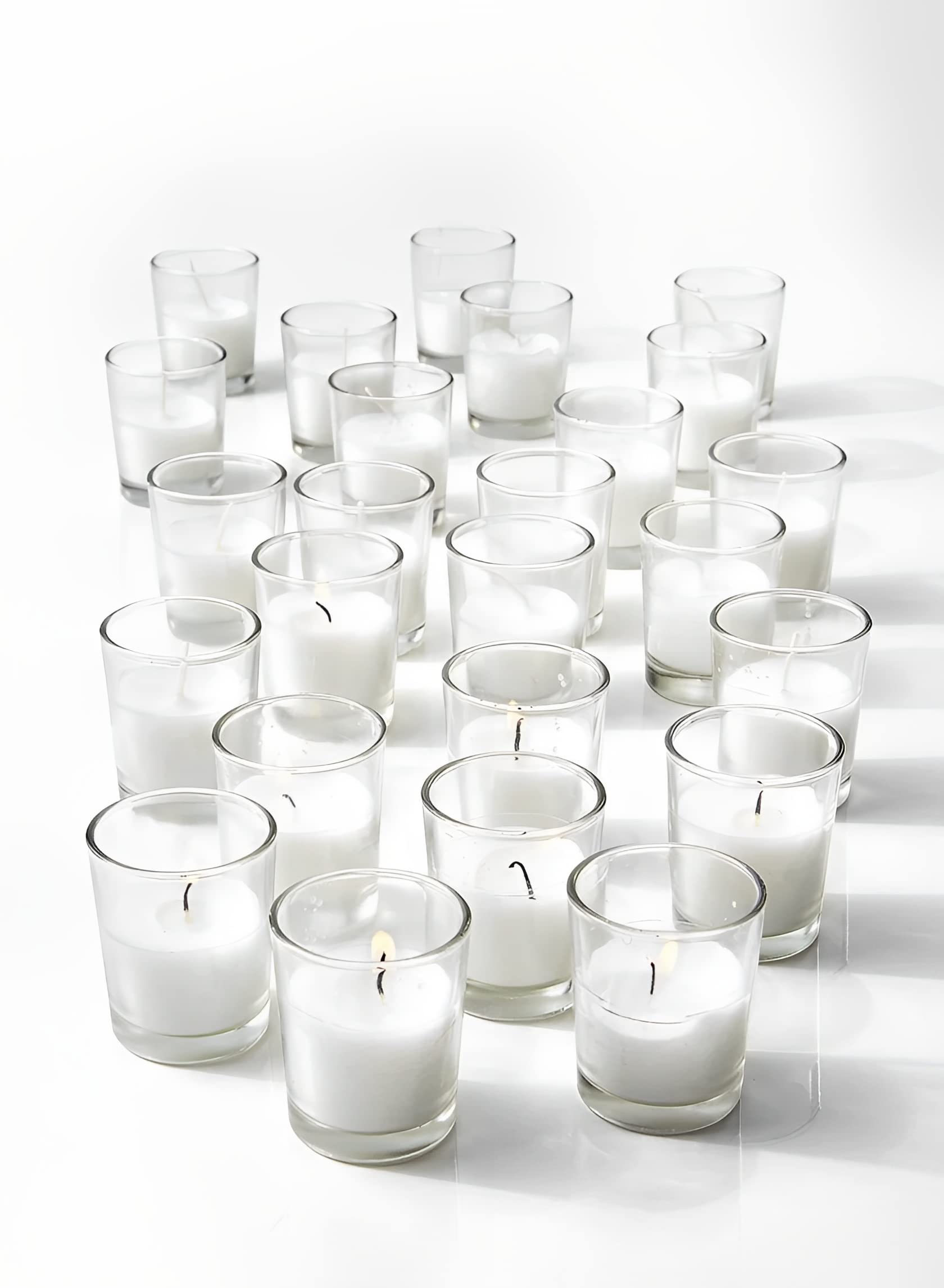 100-Pack White Unscented Votive Candles in Glass Holders – 10-Hour Burn Time – Elegant Wedding, Party & Home Decor Candles (2