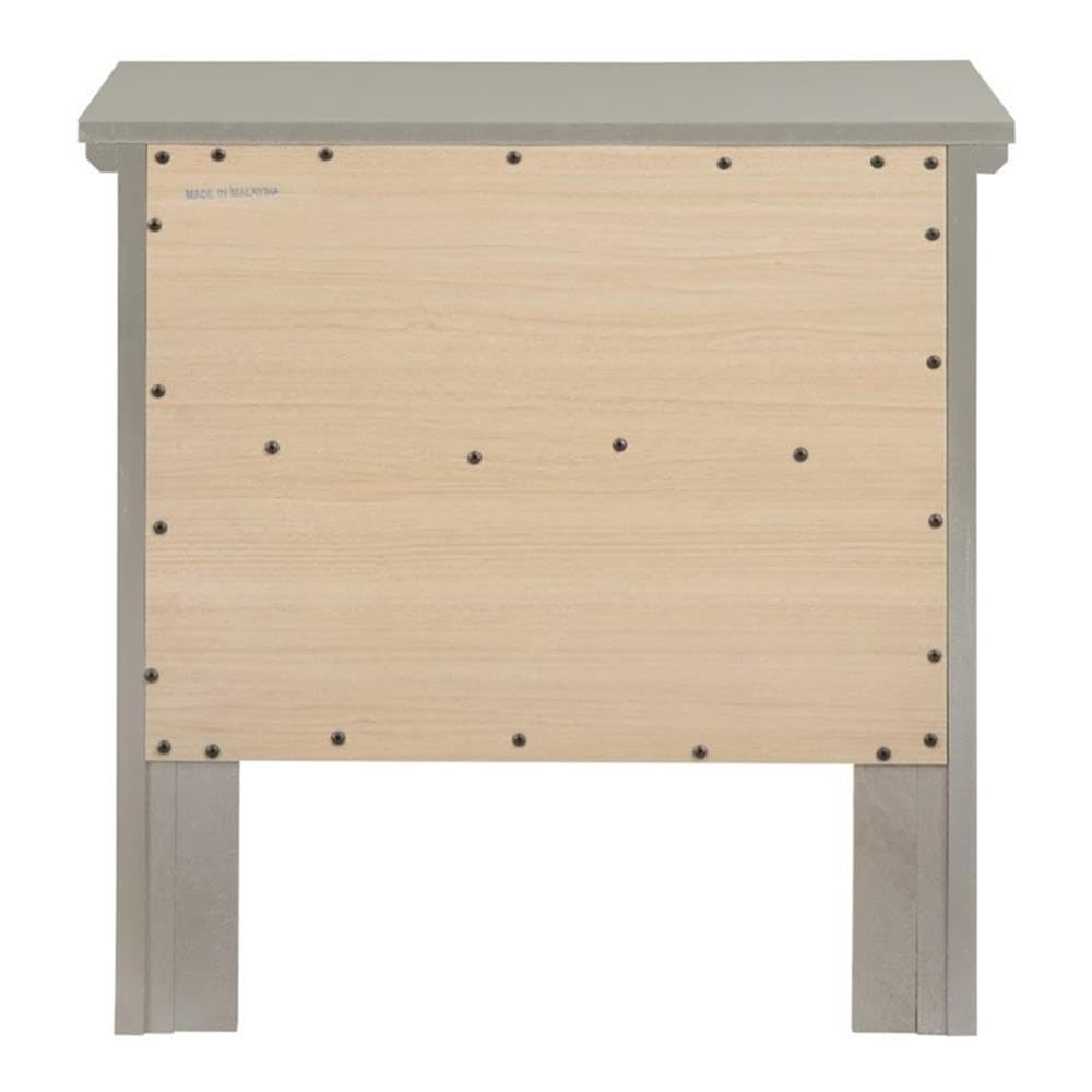 Pemberly Row Transitional Wood 2-Drawer Nightstand in Silver Champagne - Modern Bedside Table for Bedroom, Living Room & Guest Room Storage