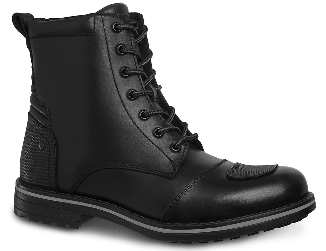WORKLAND 89729 Men's Motorcycle Boots - Leather Biker Boots with Zipper Closure & Ankle Support for Touring - Durable Riding Shoes for Men - Perfect for Long-Distance Motorcycle Trips & Urban Commuting