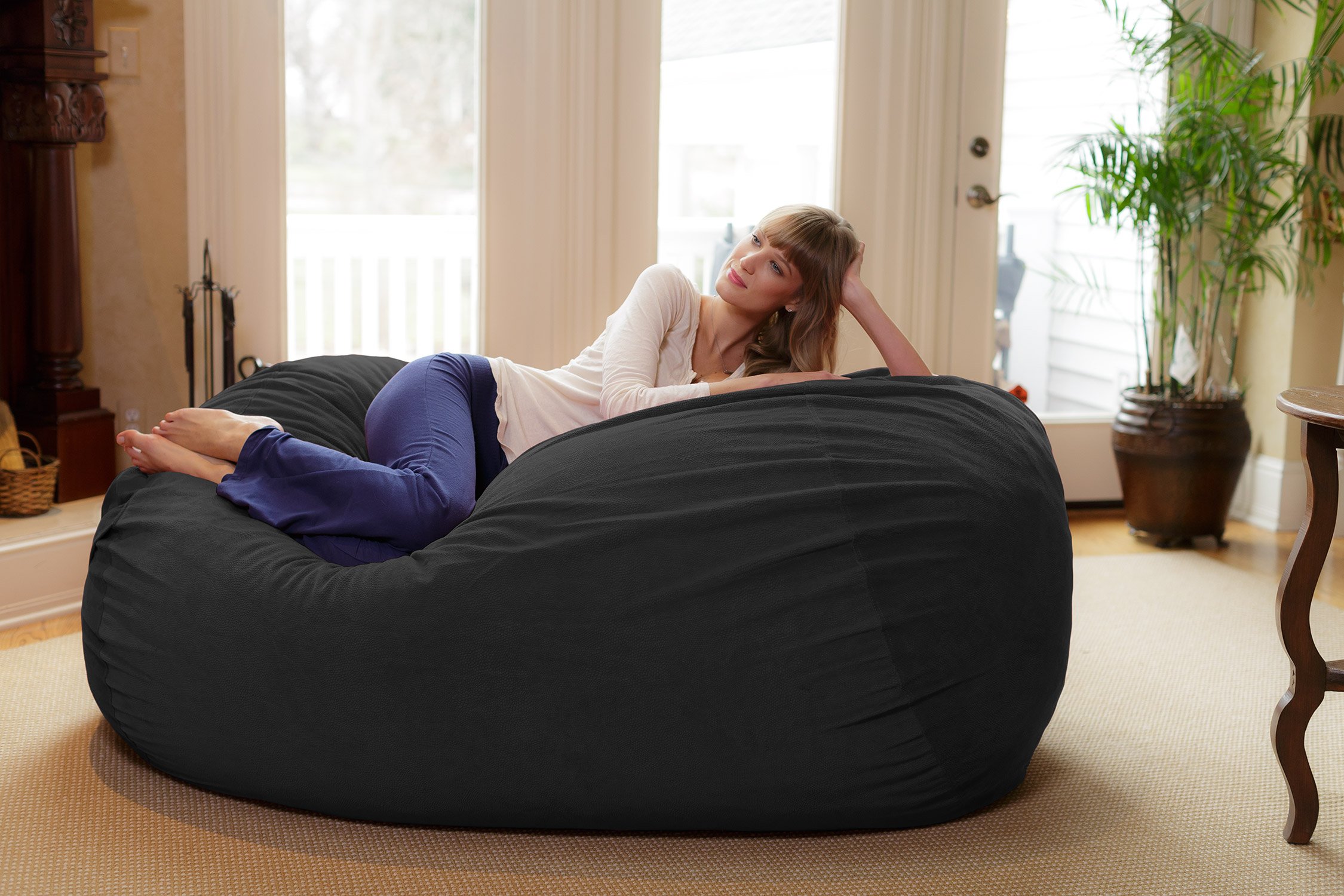Chill Sack 6' Memory Foam Bean Bag Chair - Oversized Lounger with Soft Microfiber Cover (Dark Grey Pebble) - Perfect for Gaming, Movie Nights & Dorm Room Relaxation