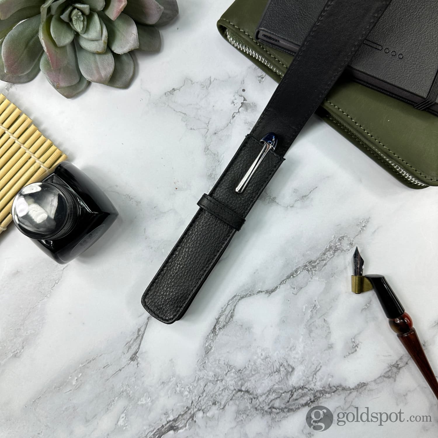 Premium Girologio Single Pen Case - Sleek Black Leather Pouch for Fountain Pens, Ballpoints & Gel Pens | Perfect for Office, School & Travel Use