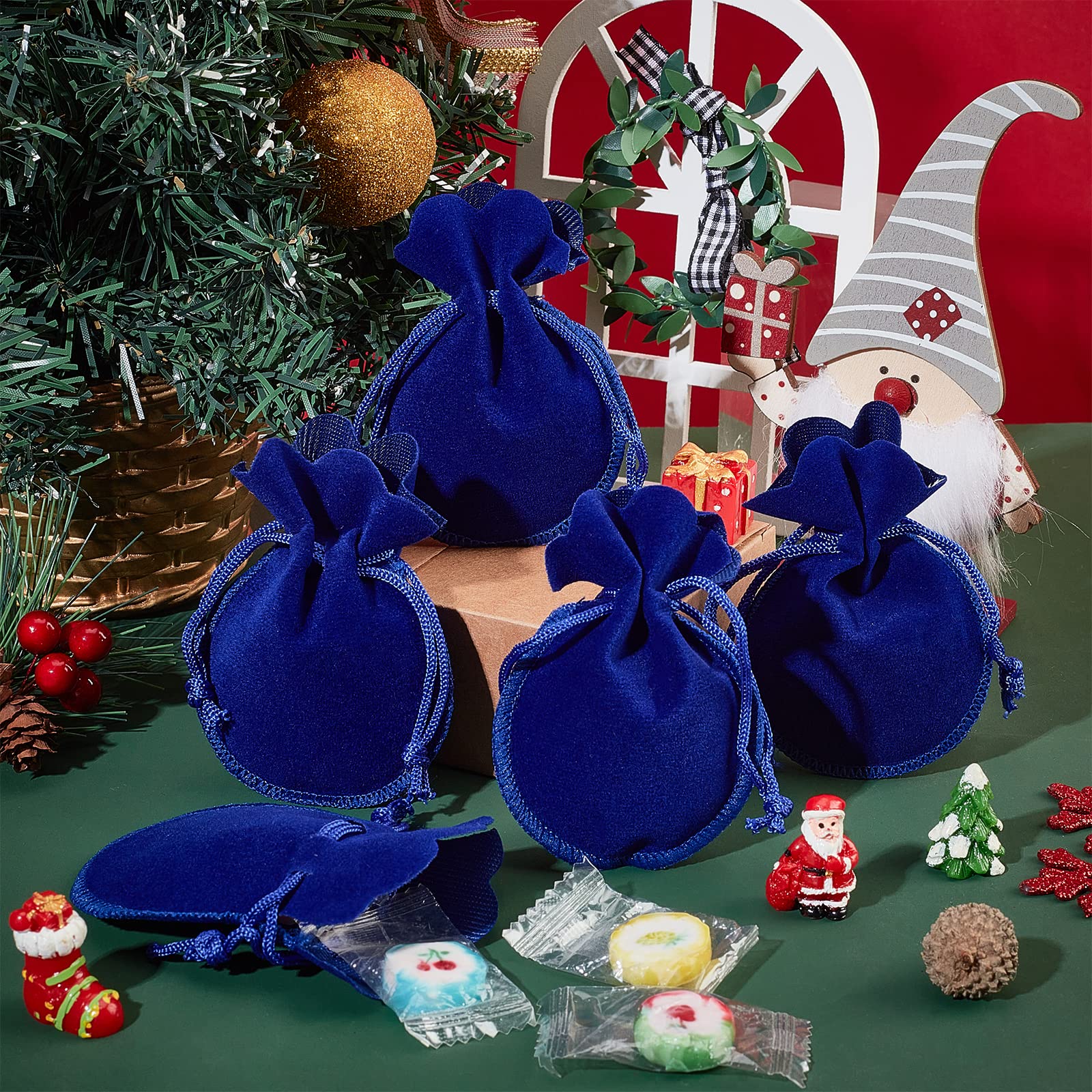 100 PCS Velvet Drawstring Bags 3.74×2.95 Inch - Medium Blue Jewelry Pouches for Gift Packaging, Wedding Favors, Christmas Party Supplies & Birthday Gifts - Perfect for Jewelry Storage, Party Favors, Bridesmaid Gifts & Small Item Organization