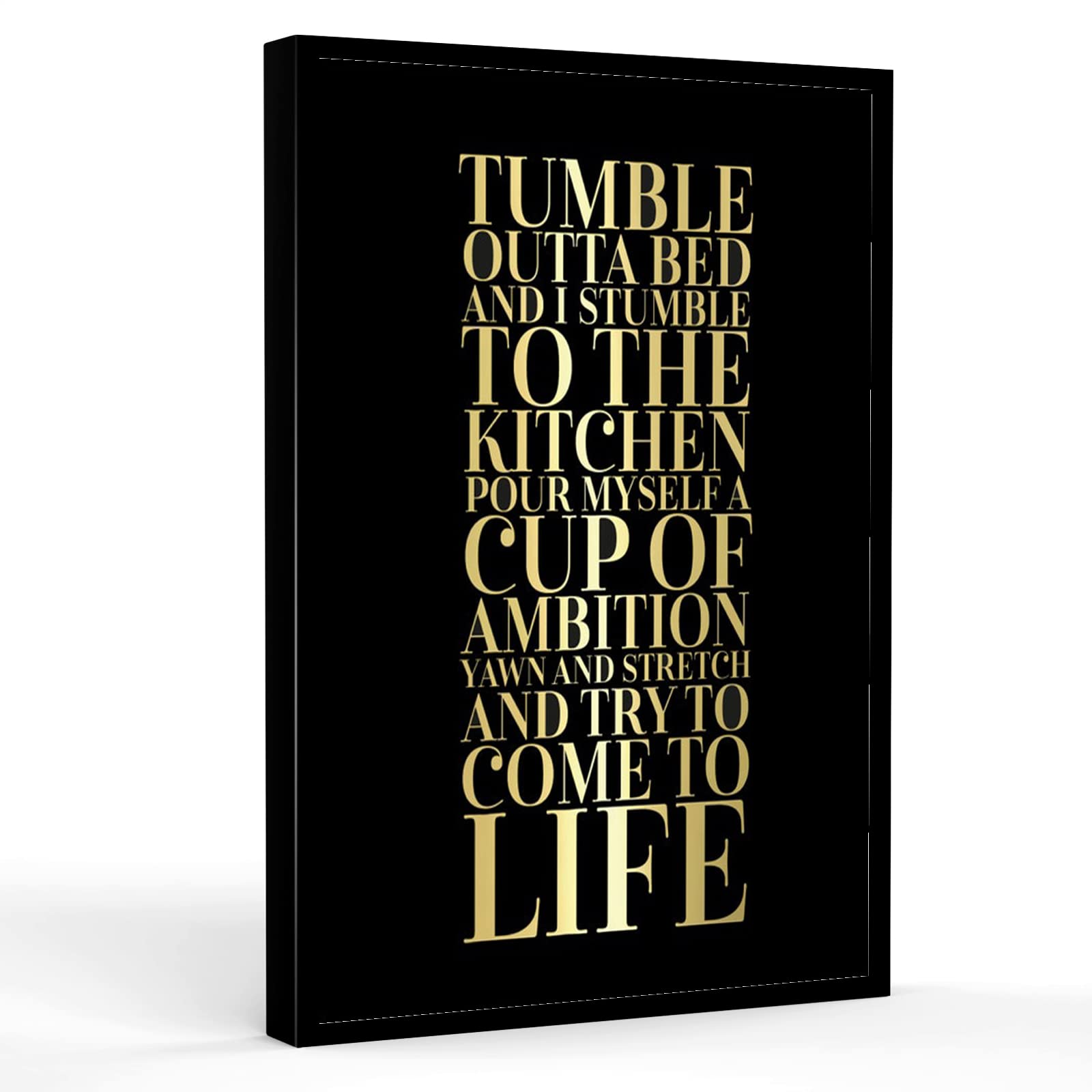 Funny Dolly Parton Lyrics Print - 8''X12'' Framed Modern Canvas Wall Art for Bathroom, Kitchen & Home Decor | Coffee Themed, Indoor Wall Art Kit (9.5