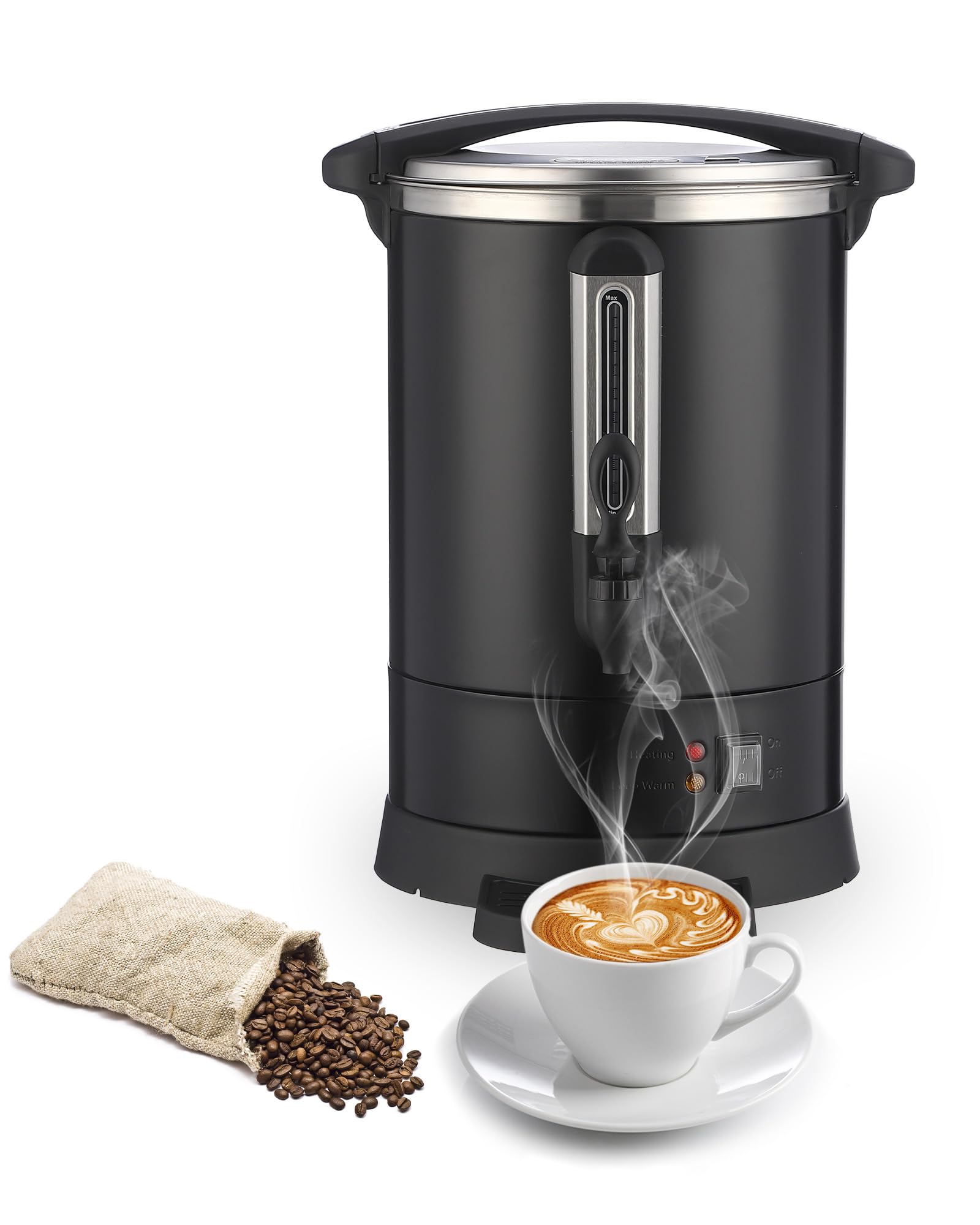 80 Cup Commercial Coffee Maker - 12L/3.2 Gal Stainless Steel Electric Coffee Urn with Double Layer Insulation | Large Hot Beverage & Water Dispenser for Catering, Restaurants, Offices & Events