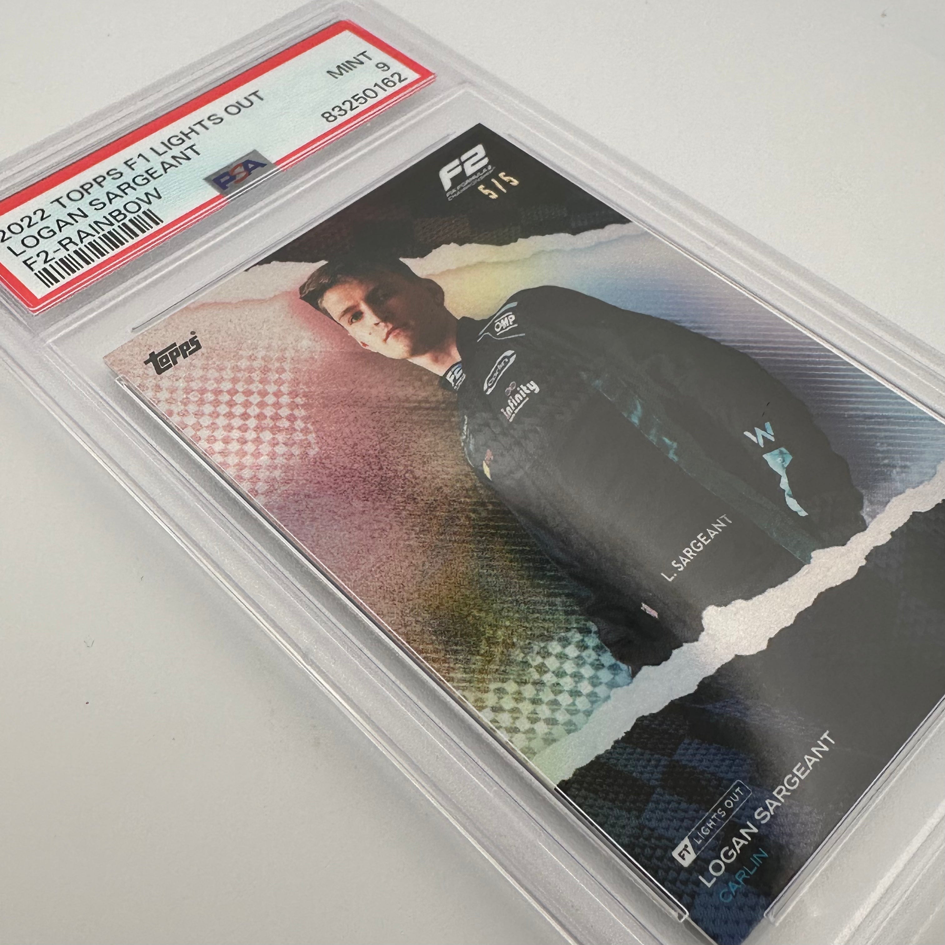 PSA 9 Logan Sargeant F2 Rainbow Trading Card - Rare Collectible for Sports Memorabilia & Racing Fans - Perfect for Display, Trading, and Investment