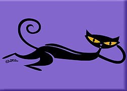Artist SHAG (Josh Agle) Lounging Cat Fridge Magnet - Vintage Pop Art Kitchen Decor for Refrigerators & Metal Surfaces - Perfect for Home, Office & Gifts