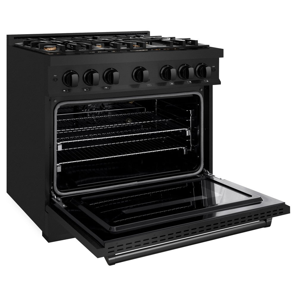 ZLINE 36 Inch 5.2 Cu. Ft. Classic Gas Range with Convection Oven - Black Stainless Steel, 6 Brass Burners (CGRB BR 36) | Perfect for Home Kitchens, Restaurants & Professional Chefs