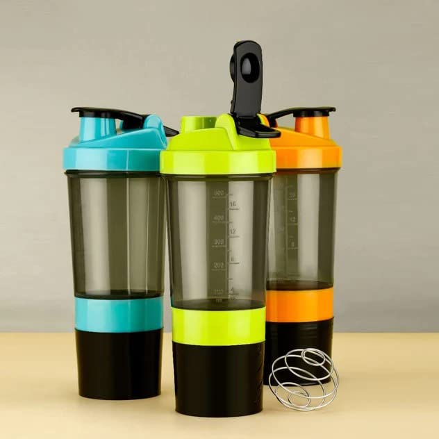 SAVE™ 500ml Gym Protein Shaker Bottle with Mixer Ball & Free Hand Grip Strengthener - Perfect for Whey Protein, Mass Gainers & Pre-Workout Drinks - Ideal for Bodybuilding, Fitness Training & Post-Workout Recovery