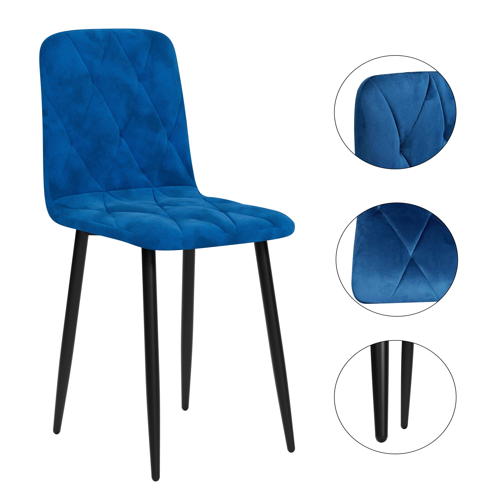 4-Piece Velvet Dining Chairs Set with Cushioned Seats & Sturdy Metal Legs - Modern Kitchen & Dining Room Furniture for Home, Restaurant, or Office Use