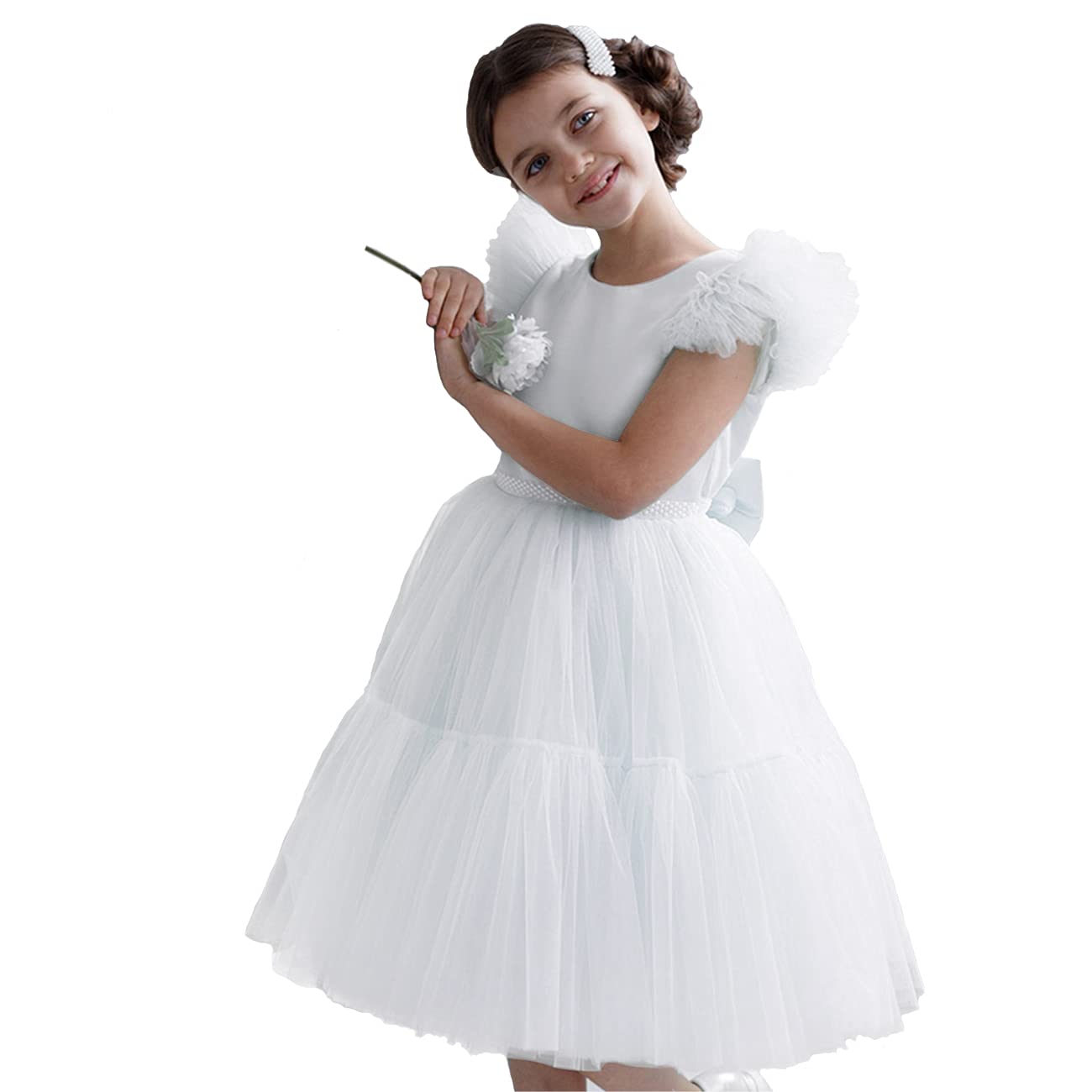 Adaniwli Elegant Backless Tulle Bridesmaid Dress for Big Girls - Princess Style Flower Girl Dress for Weddings & Special Occasions | Perfect for Bridal Party, Prom, Pageants & Formal Events