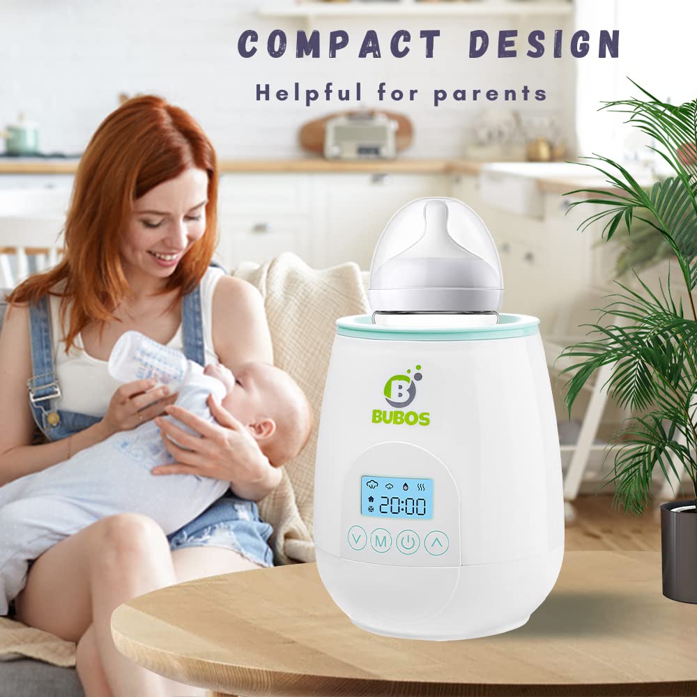 Bubos 4-in-1 Fast Baby Bottle Warmer for Breast Milk & Formula - Digital Display Bottle Warmer with Auto Shut Off - BPA Free - Fits All Standard Baby Bottles - Includes Baby Food Jar - Perfect for Home, Travel & Daycare Use