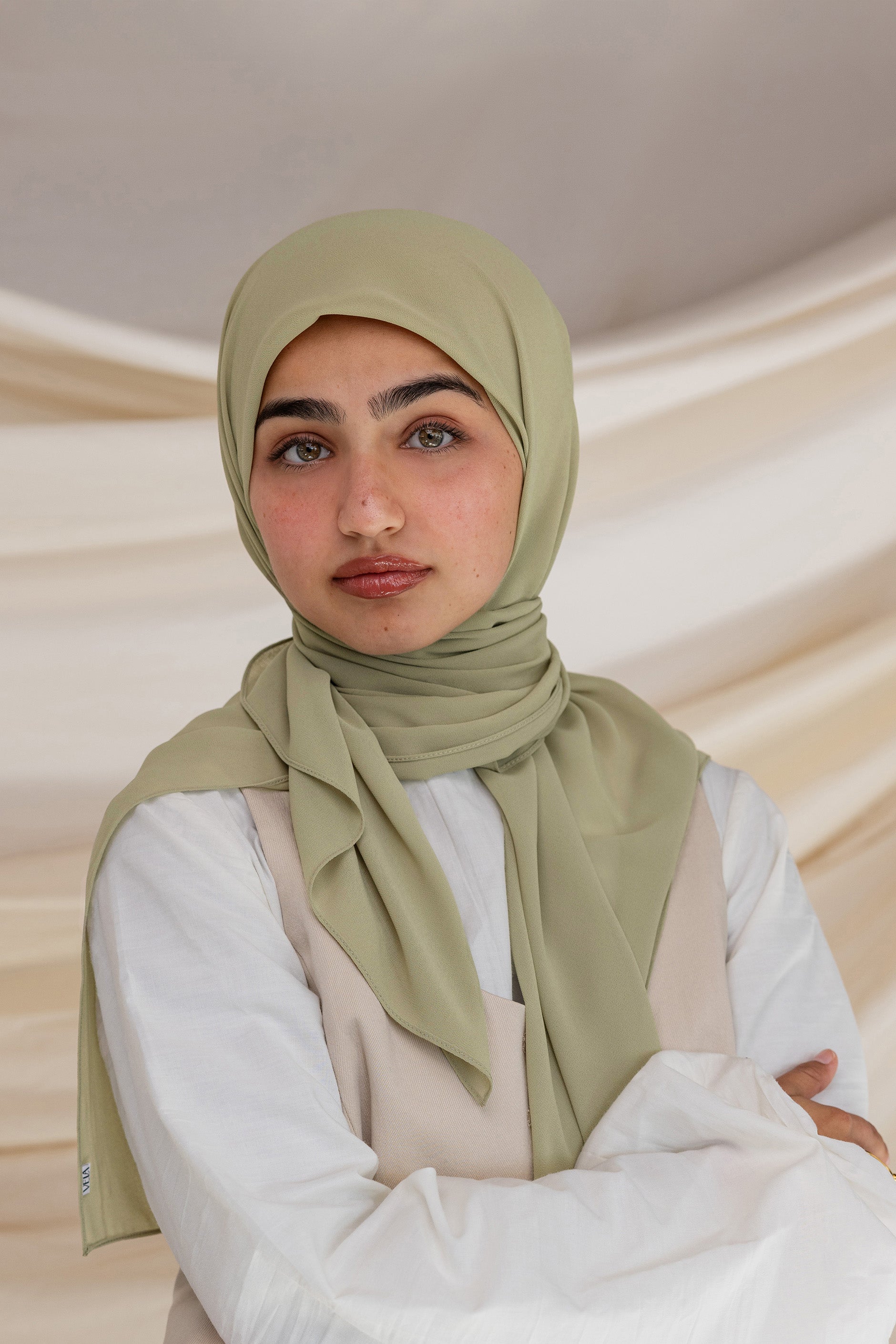 Olive Crinkle Chiffon Fabric - Soft & Flowy Material for Dresses, Scarves & DIY Fashion Projects | Perfect for Evening Gowns, Blouses & Home Decor