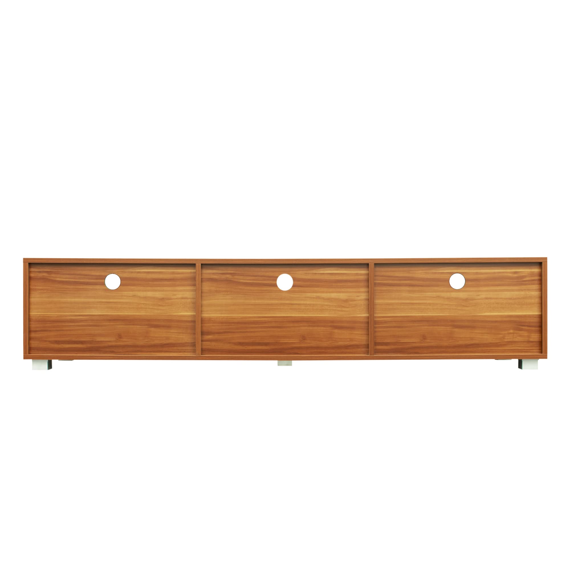 Goujxcy 70 Inch TV Stand with 2 Storage Cabinets & Open Shelves - Solid Wood Entertainment Center Media Console Table for Living Room, Bedroom (Brown) - Perfect for TV, Gaming & Home Theater Setup