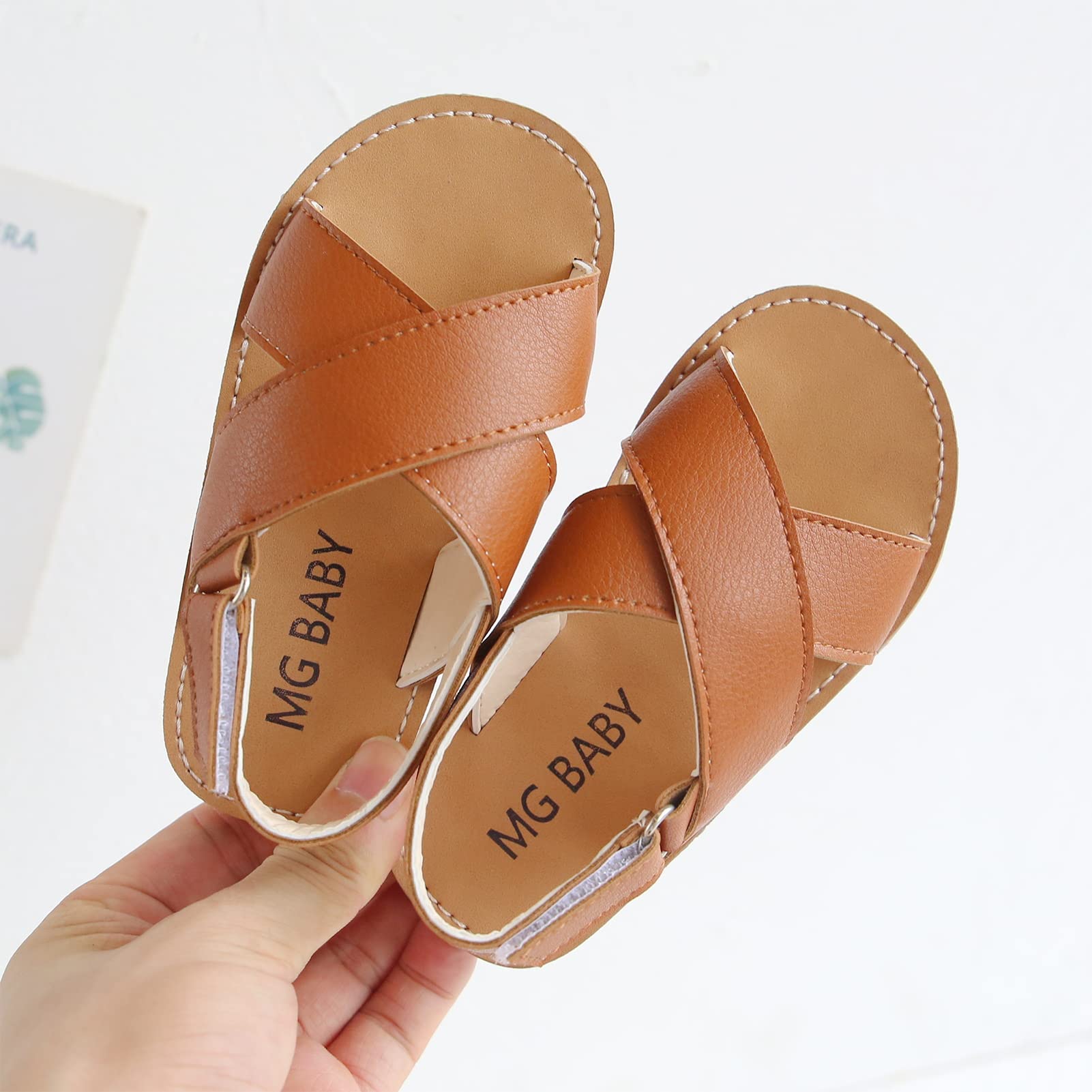 SEAUR Girls & Boys Toddler Sandals - Soft PU Leather Summer Flat Sandals for Kids - Comfortable Outdoor Play Shoes for Beach, Park & Daily Wear