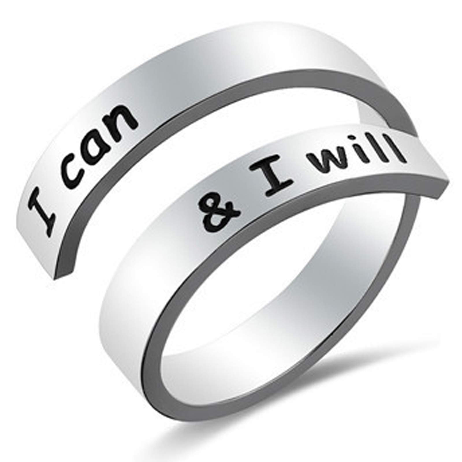 Inspirational Rings for Women - Stainless Steel Spiral Wrap Twist Ring - Personalized Encouragement Jewelry - Birthday Gifts for Her - Perfect for Daily Wear, Motivational Gifts & Special Occasions