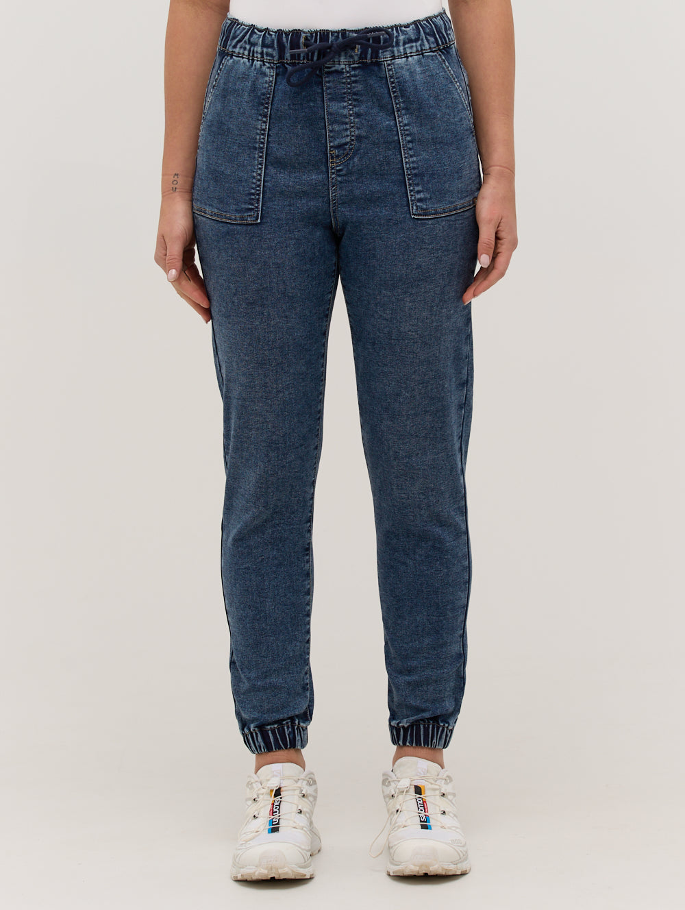 Eco-Friendly Denim Joggers for Women - Sustainable Stretch Cotton Casual Pants - Perfect for Yoga, Running, and Everyday Wear