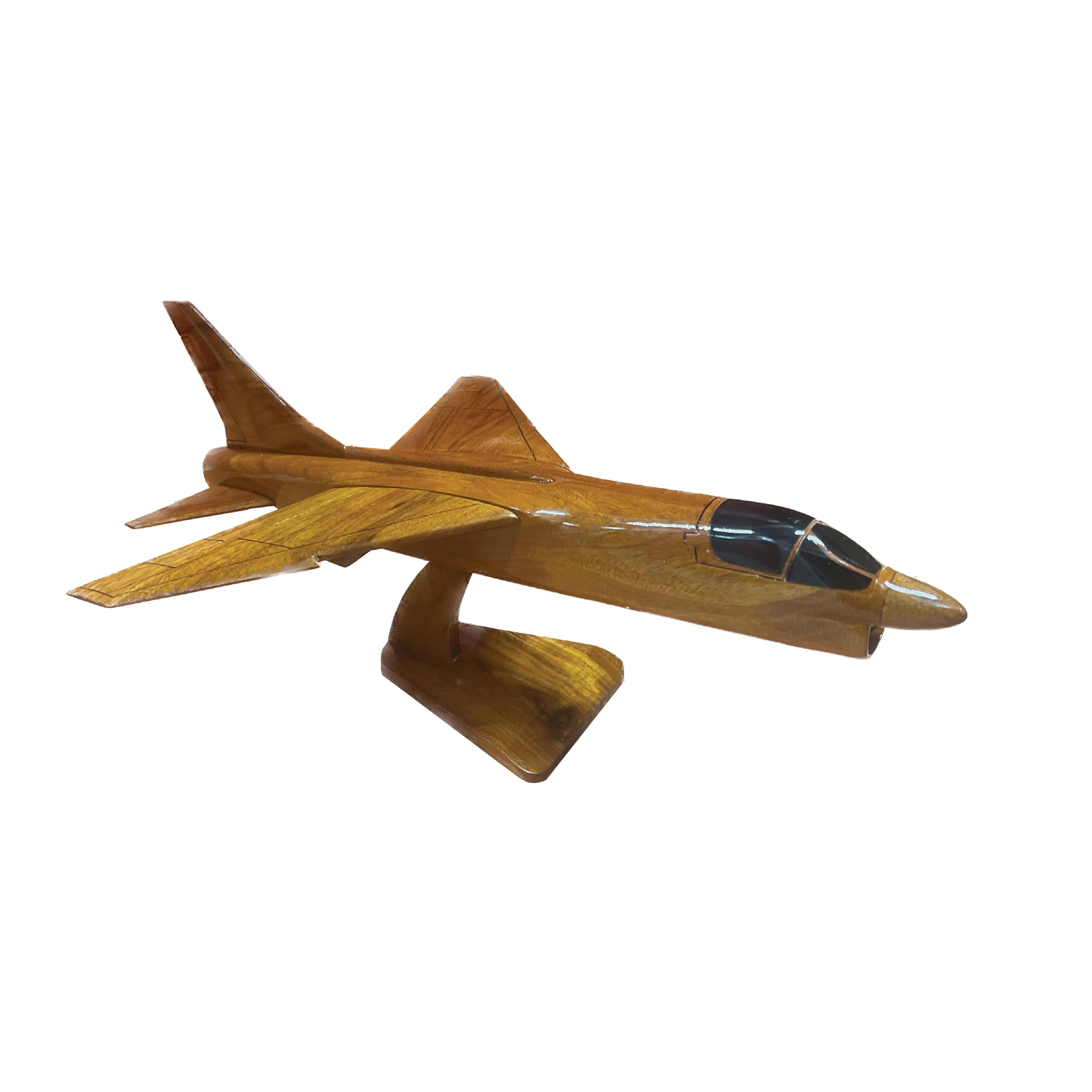 F8 Crusader Mahogany Wood Desktop Airplane Model - Handcrafted Military Aircraft Display for Office Decor, Aviation Enthusiast Gift & Home Decoration