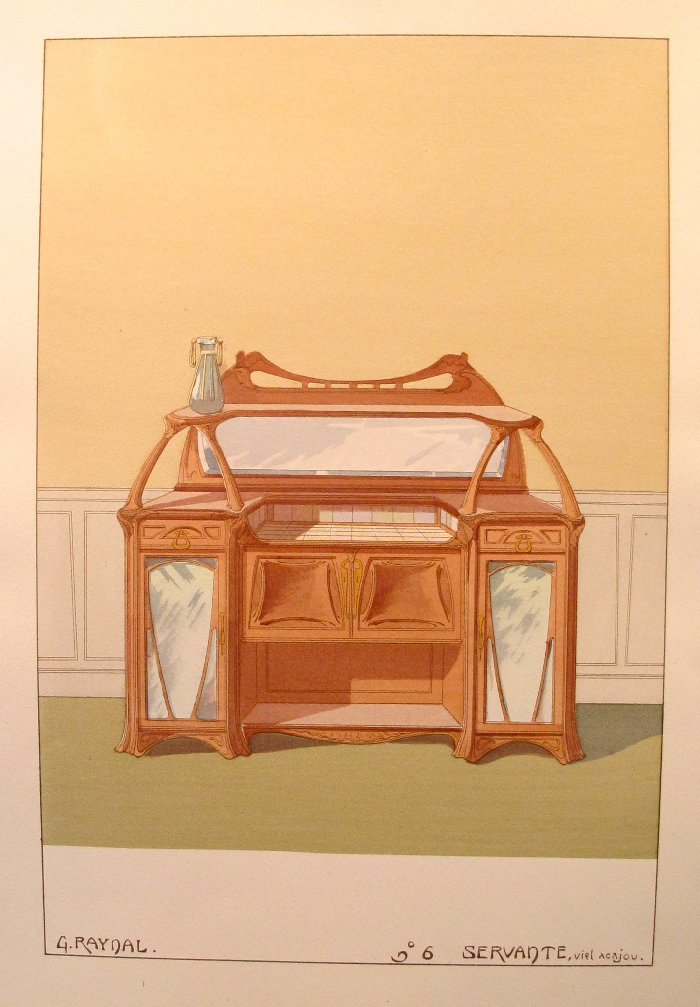 1900 French Art Nouveau Interior Design Print - Plate 6 Sideboard by G. Raynal | Vintage Home Decor & Wall Art for Dining Room, Living Room