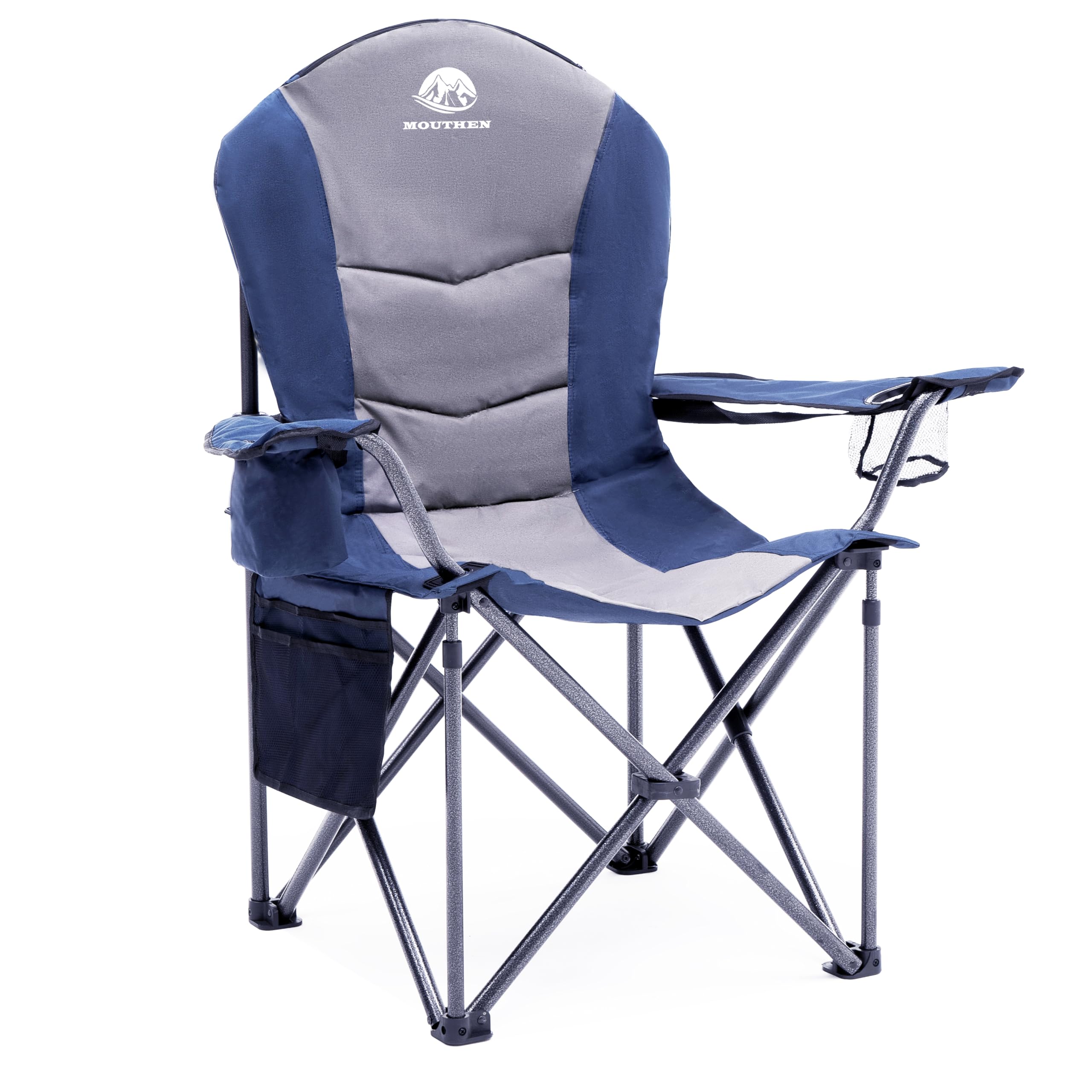 **Heavy Duty Oversized Camping Chair with Cooler Bag & Side Pockets – 400 lbs Capacity – Fully Padded Folding Lawn Chair for Outdoor, Beach, Picnic & Backyard Relaxation**