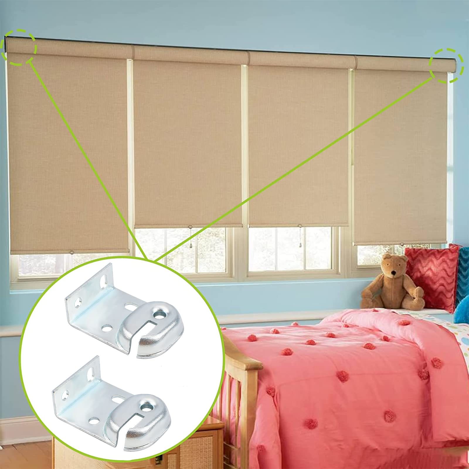 Heavy Duty Roller Shade Brackets - 2 Sets for Inside & Outside Mount, Multipurpose Window Blind Brackets for Sun Shades & Curtains - Perfect for Living Room, Bedroom, and Office Windows
