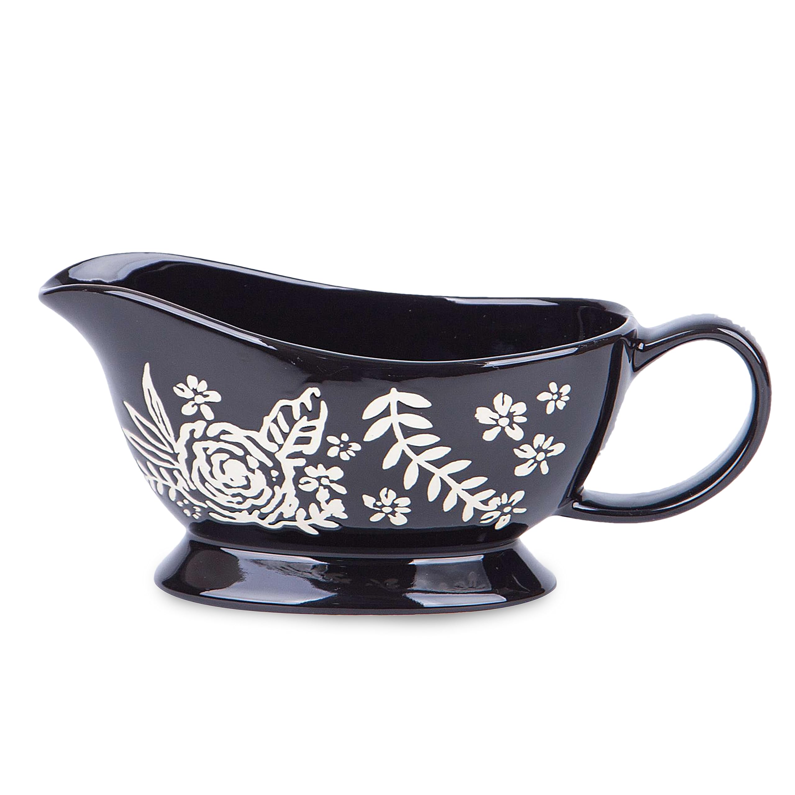 Wisenvoy 20 Oz Porcelain Gravy Boat with Handle - Elegant Sauce Bowl for Thanksgiving, Christmas Dinner & Holiday Entertaining - Perfect for Gravy, Syrup & Dressings