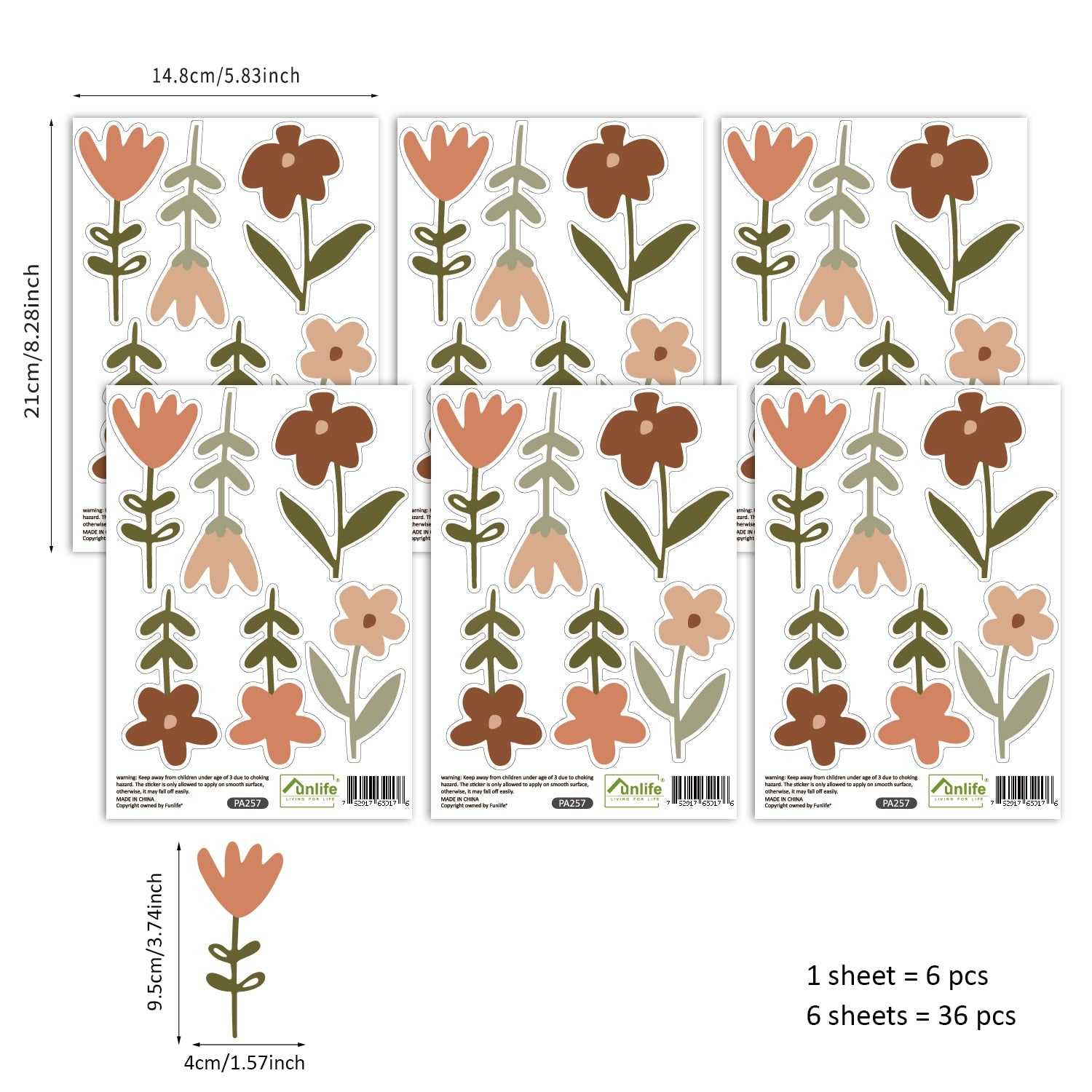 Boho Flower Wall Decals - Elegant & Stylish Vinyl Stickers for Home Decor, Nursery, Bedroom & Living Room Wall Art