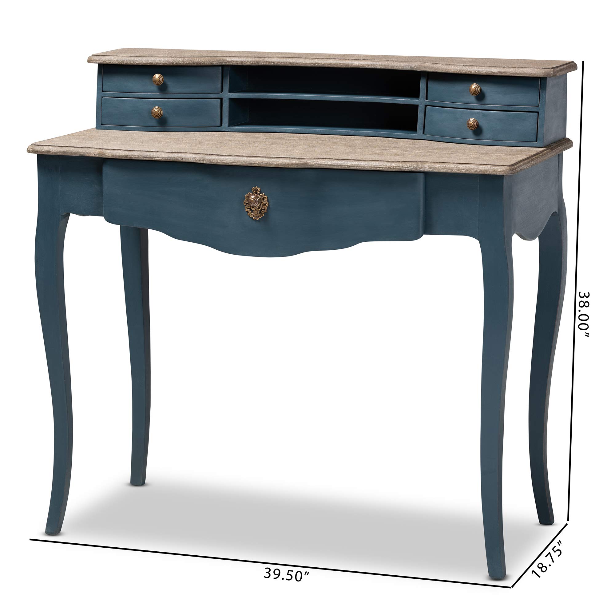 Baxton Studio Desk Blue Oak - Perfect for Home Office & Workspace