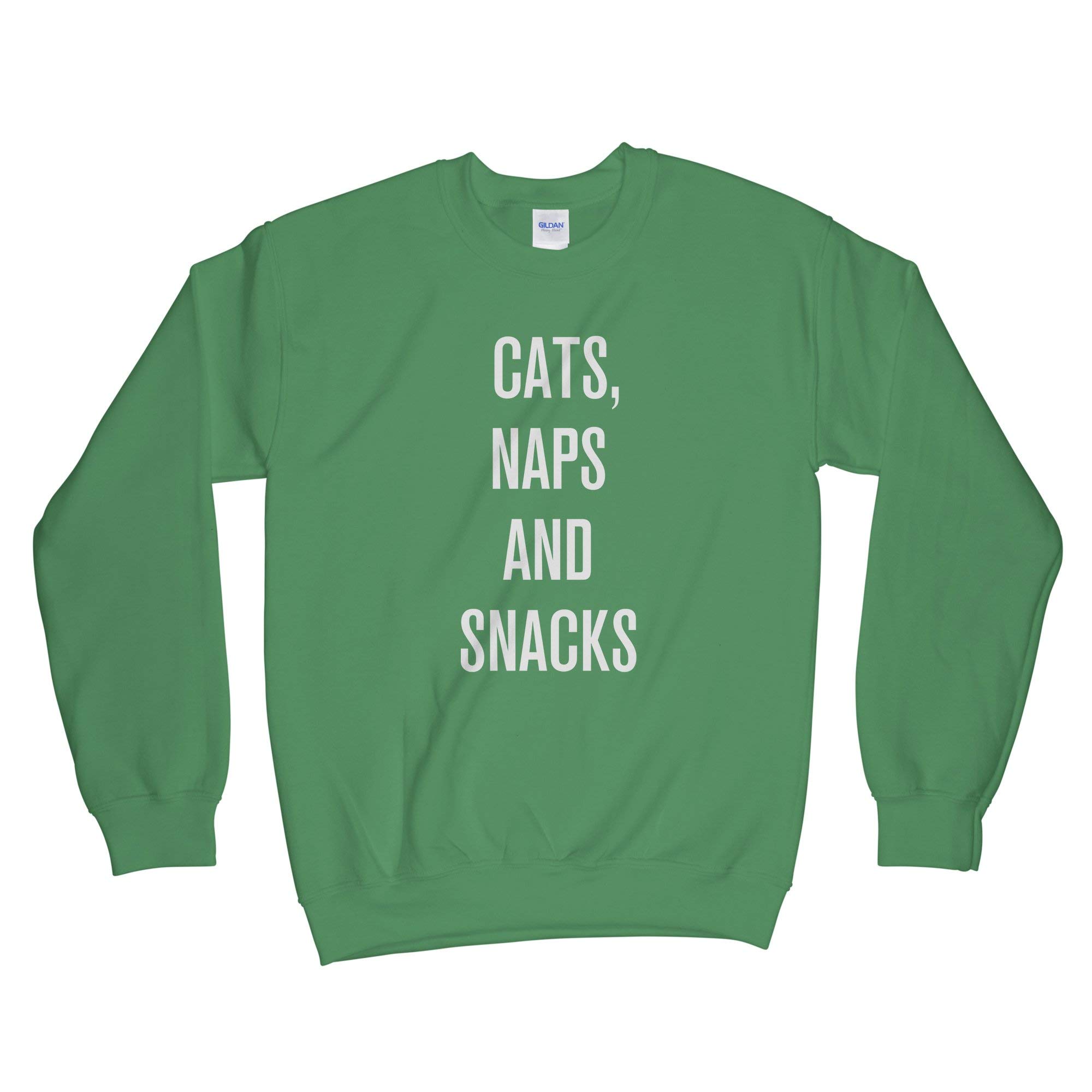 Cozy Cat Lover Sweatshirt - Cute Cat Naps & Snacks Design - Perfect for Relaxing at Home, Casual Outings & Cat Enthusiasts